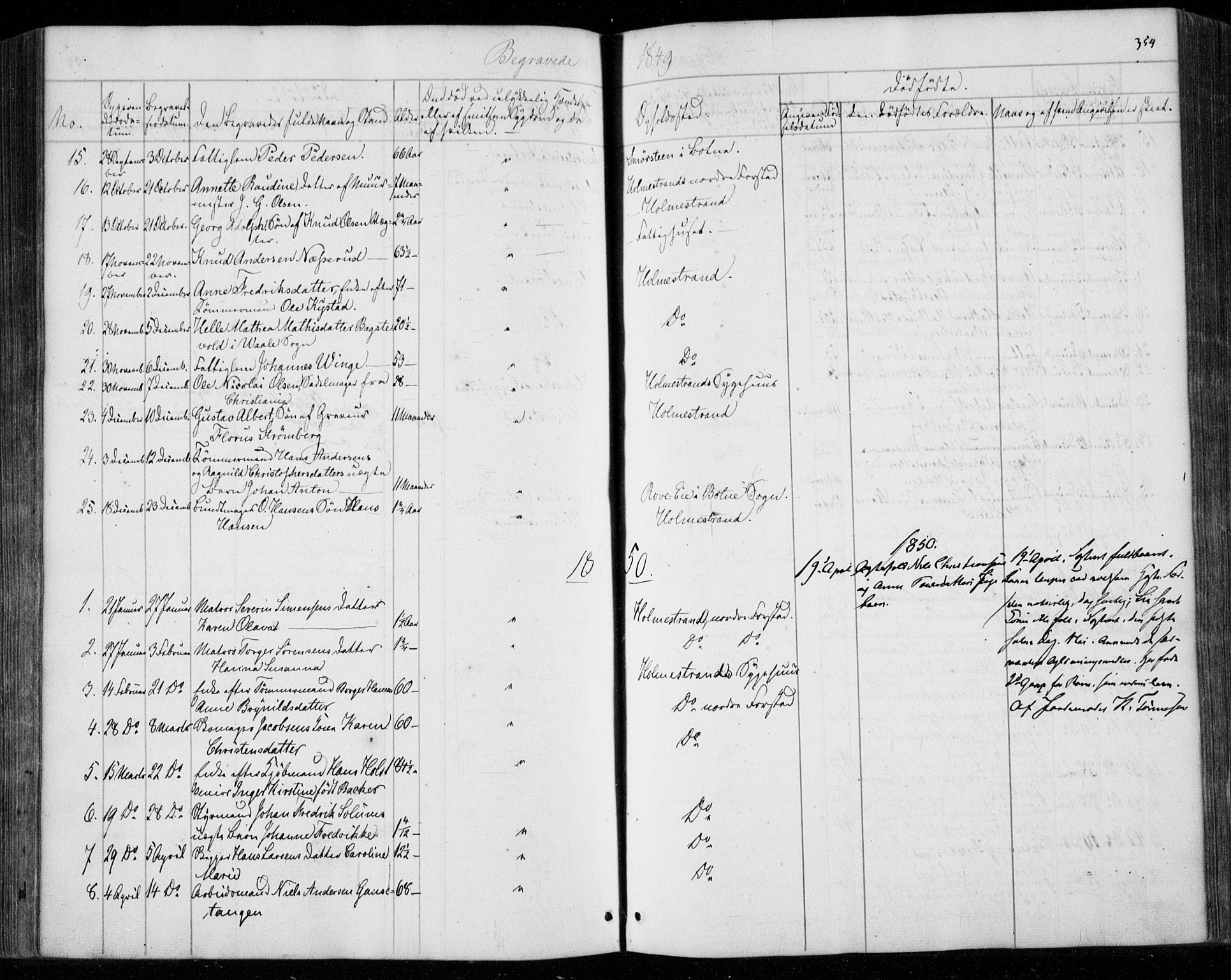 Holmestrand kirkebøker, SAKO/A-346/F/Fa/L0002: Parish register (official) no. 2, 1840-1866, p. 354