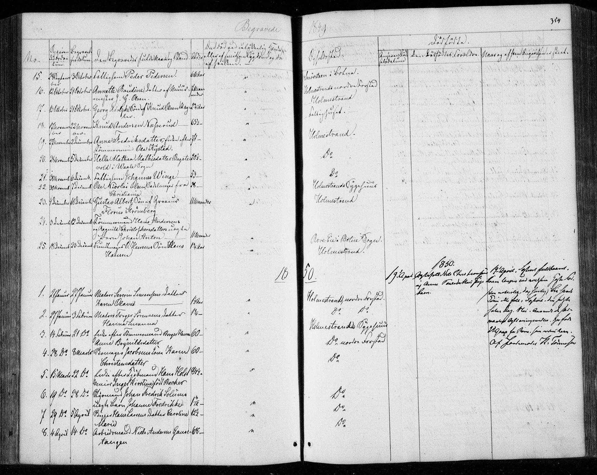 Holmestrand kirkebøker, AV/SAKO-A-346/F/Fa/L0002: Parish register (official) no. 2, 1840-1866, p. 354