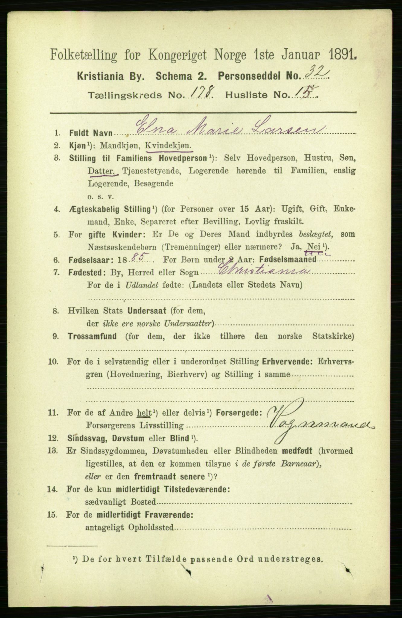 RA, 1891 census for 0301 Kristiania, 1891, p. 107909