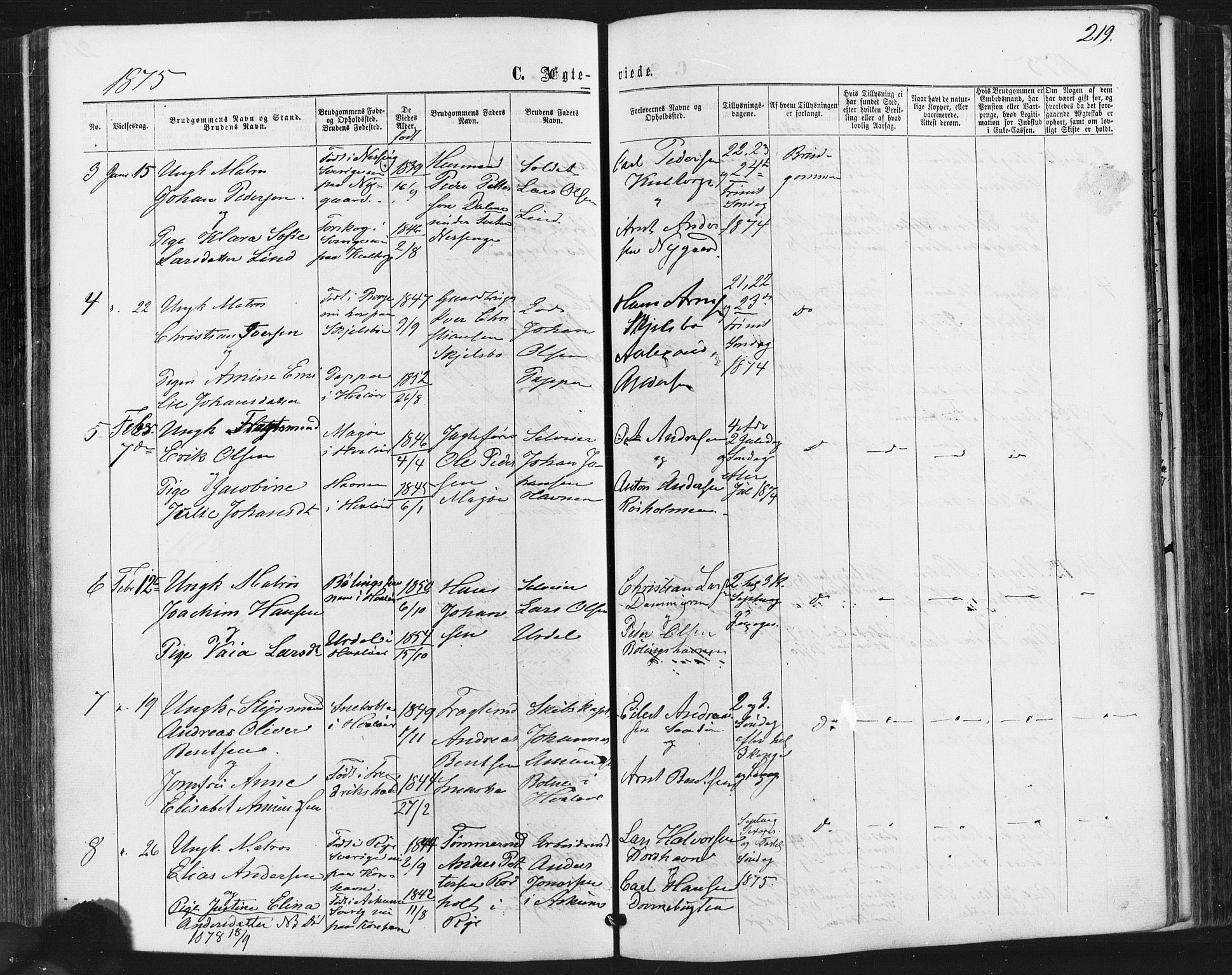 Hvaler prestekontor Kirkebøker, AV/SAO-A-2001/F/Fa/L0007: Parish register (official) no. I 7, 1864-1878, p. 219