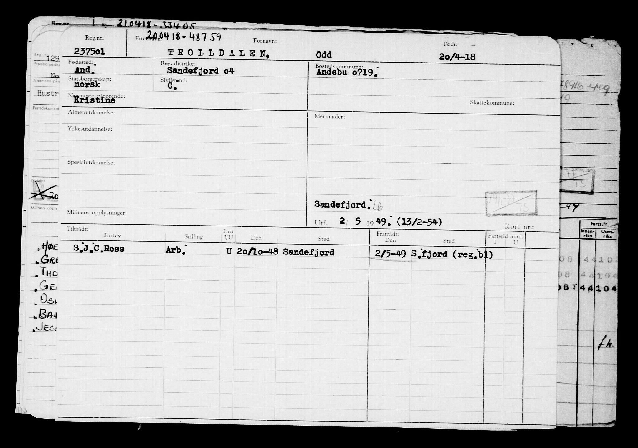 Direktoratet for sjømenn, AV/RA-S-3545/G/Gb/L0157: Hovedkort, 1918, p. 469