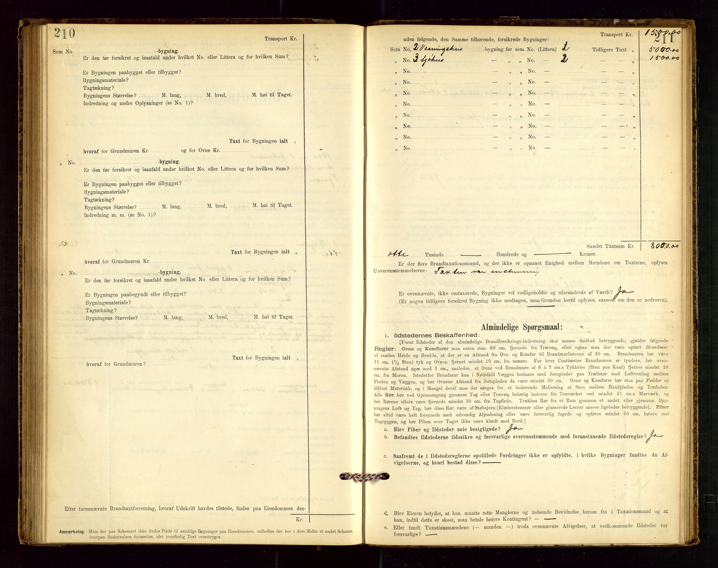 Tysvær lensmannskontor, AV/SAST-A-100192/Gob/L0001: "Brandtaxationsprotokol for Tysvær Lensmandsdistrikt Ryfylke Fogderi", 1894-1916, p. 210-211