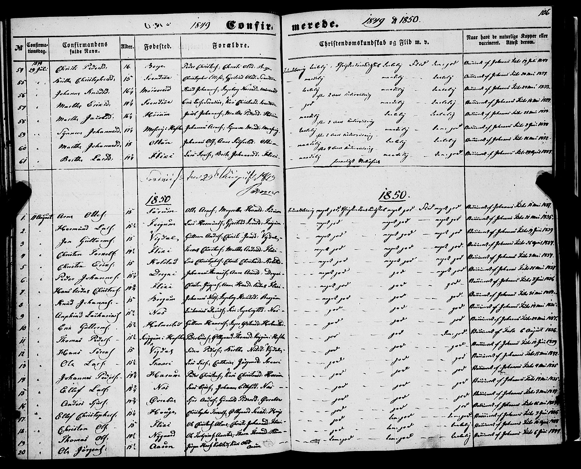 Luster sokneprestembete, SAB/A-81101/H/Haa/Haaa/L0007: Parish register (official) no. A 7, 1849-1859, p. 106
