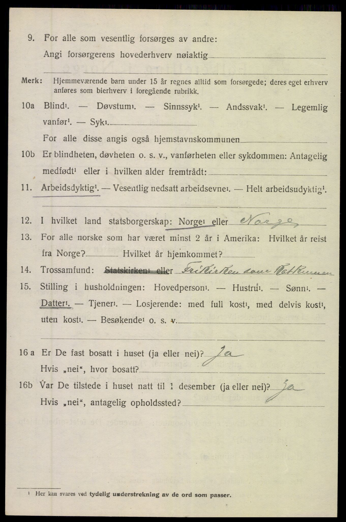 SAK, 1920 census for Øyestad, 1920, p. 9253