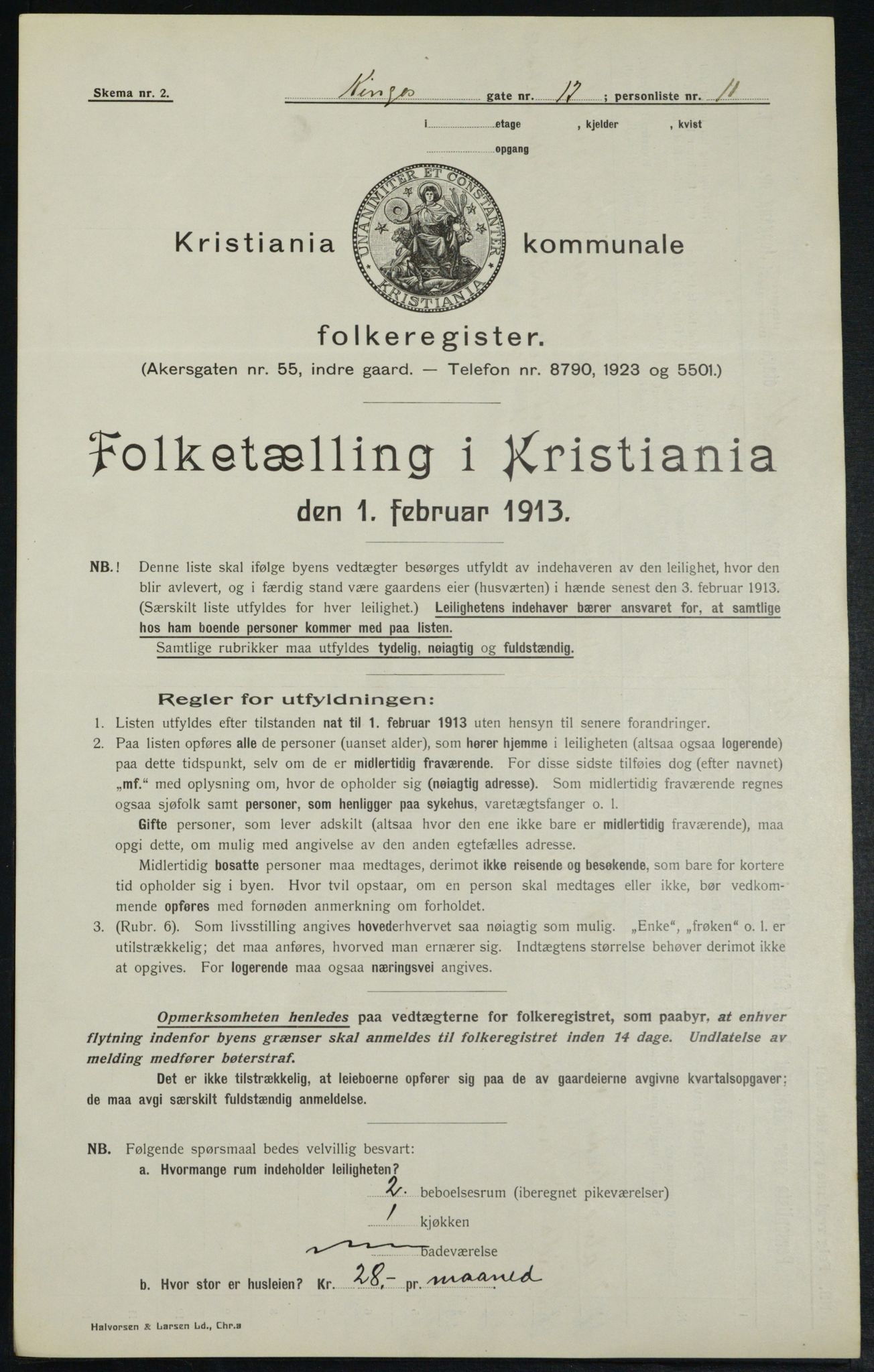 OBA, Municipal Census 1913 for Kristiania, 1913, p. 49456