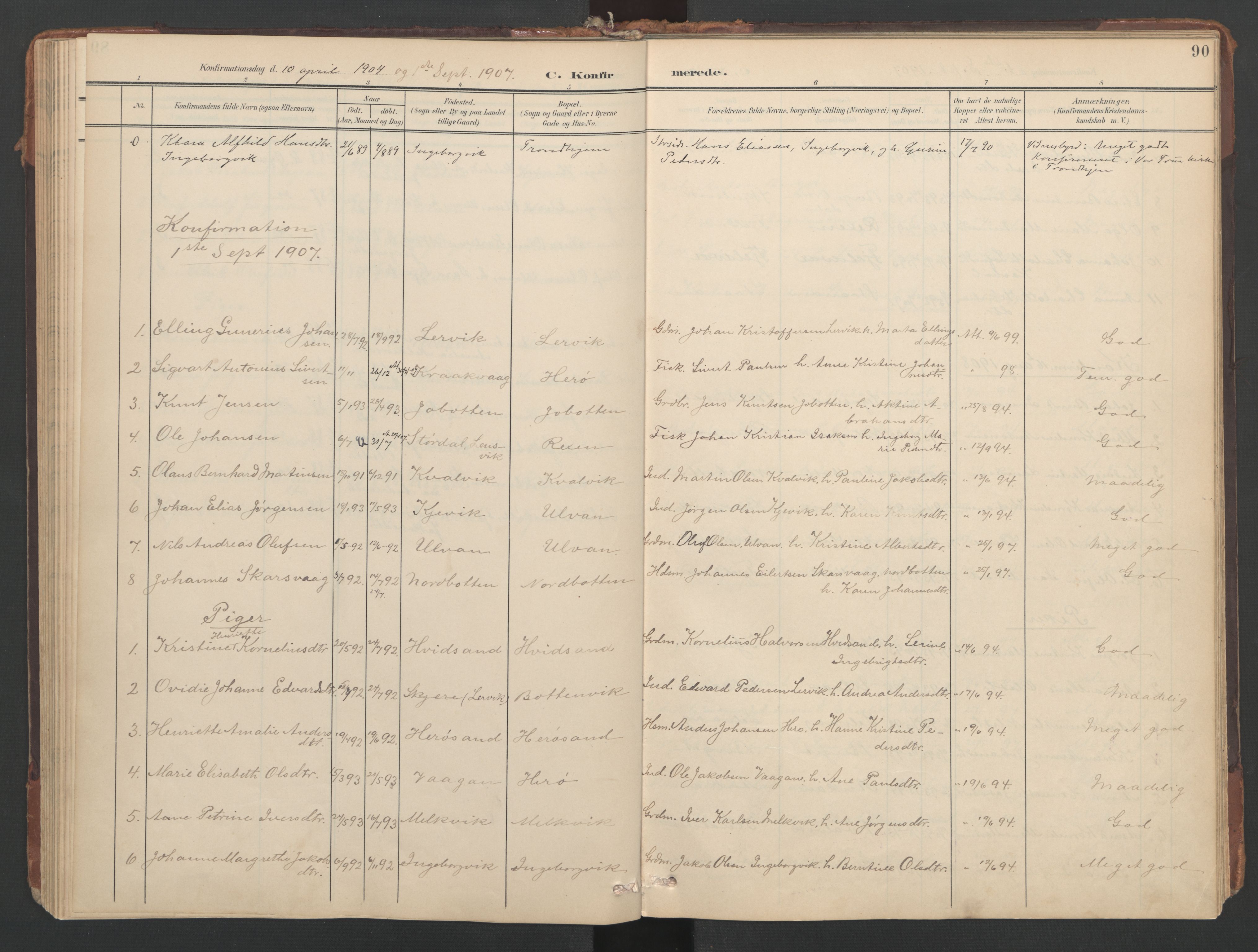 Ministerialprotokoller, klokkerbøker og fødselsregistre - Sør-Trøndelag, SAT/A-1456/638/L0568: Parish register (official) no. 638A01, 1901-1916, p. 90