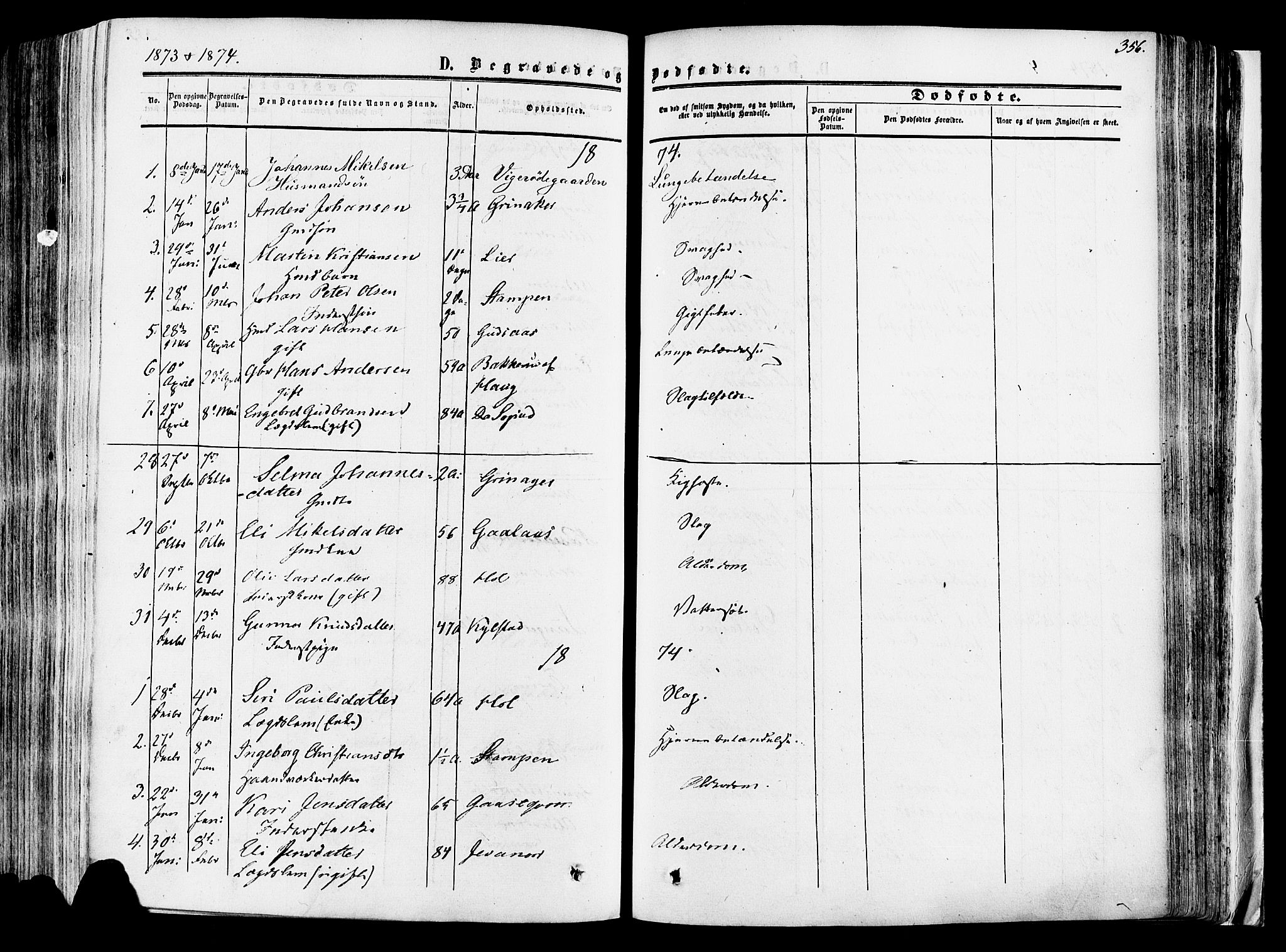 Vang prestekontor, Hedmark, SAH/PREST-008/H/Ha/Haa/L0013: Parish register (official) no. 13, 1855-1879, p. 356