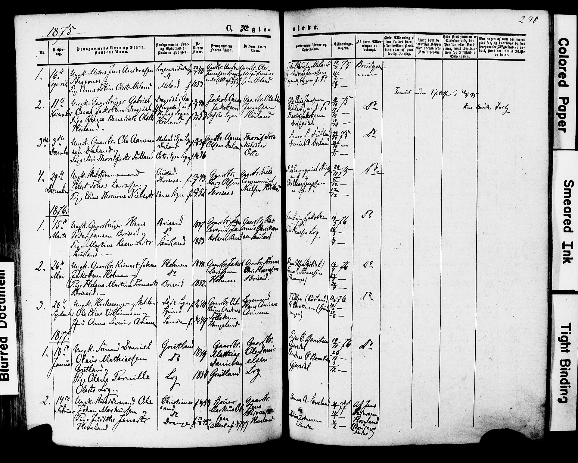 Herad sokneprestkontor, AV/SAK-1111-0018/F/Fa/Faa/L0005: Parish register (official) no. A 5, 1853-1886, p. 240