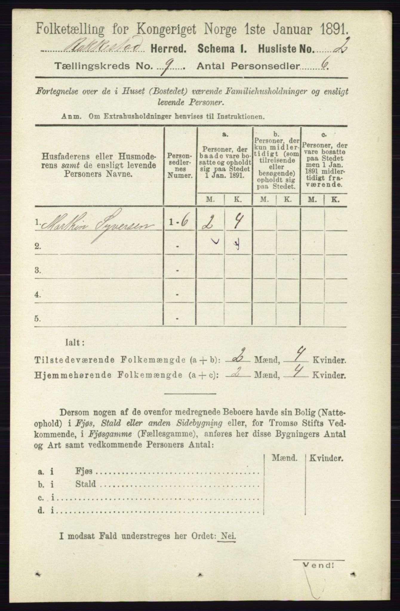 RA, 1891 census for 0128 Rakkestad, 1891, p. 4048