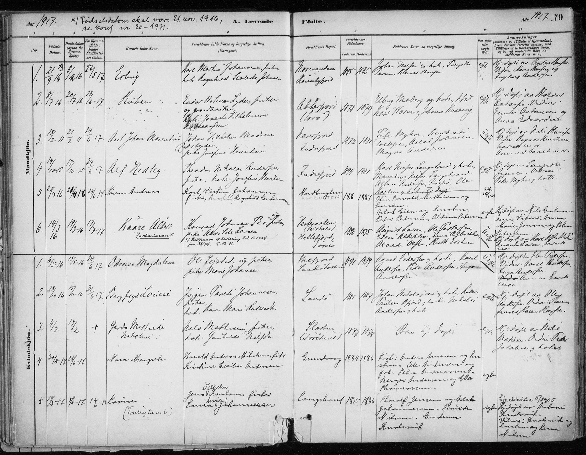 Hammerfest sokneprestkontor, SATØ/S-1347/H/Ha/L0013.kirke: Parish register (official) no. 13, 1898-1917, p. 79