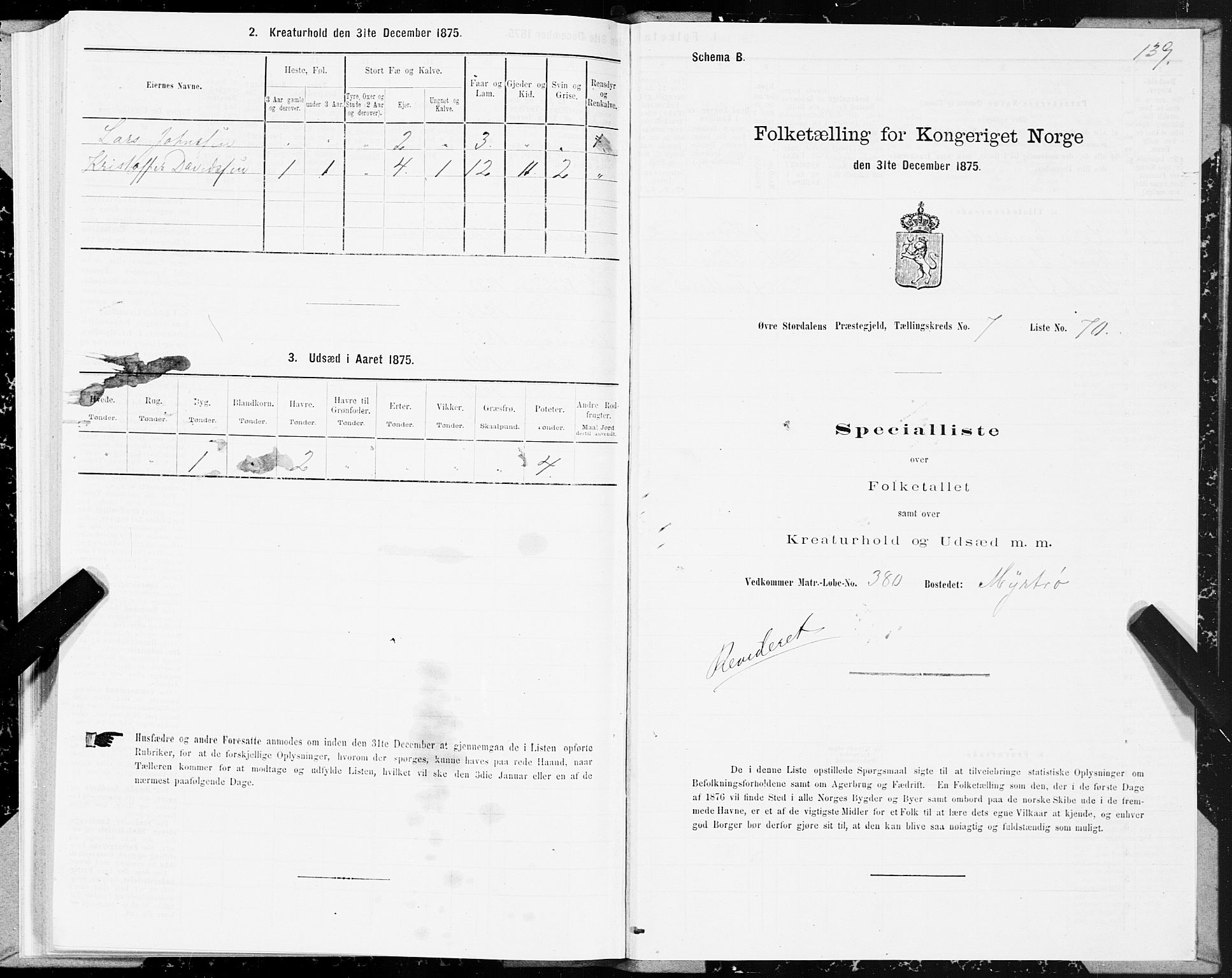 SAT, 1875 census for 1711P Øvre Stjørdal, 1875, p. 4139