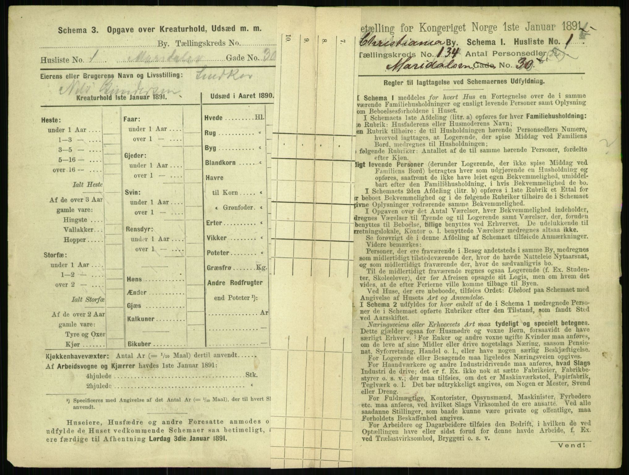 RA, 1891 census for 0301 Kristiania, 1891, p. 73405