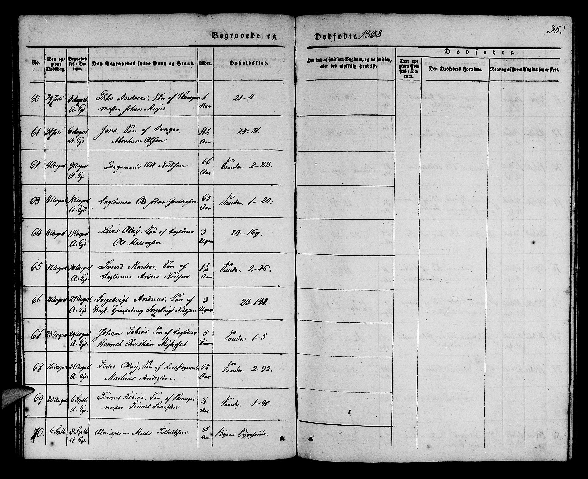 Korskirken sokneprestembete, AV/SAB-A-76101/H/Haa/L0043: Parish register (official) no. E 1, 1834-1848, p. 36