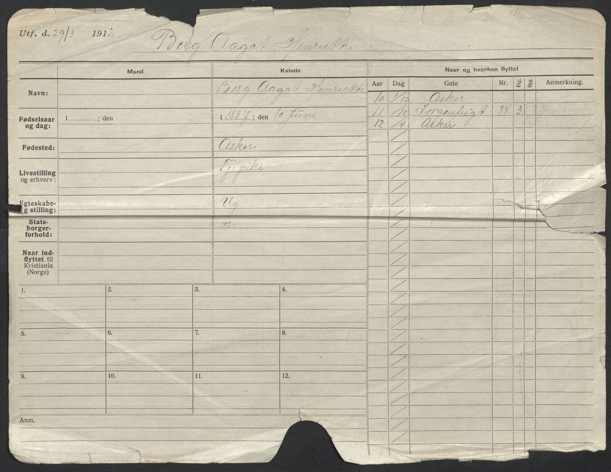 Oslo folkeregister, Registerkort, AV/SAO-A-11715/F/Fa/Fac/L0013: Kvinner, 1906-1914, p. 80a