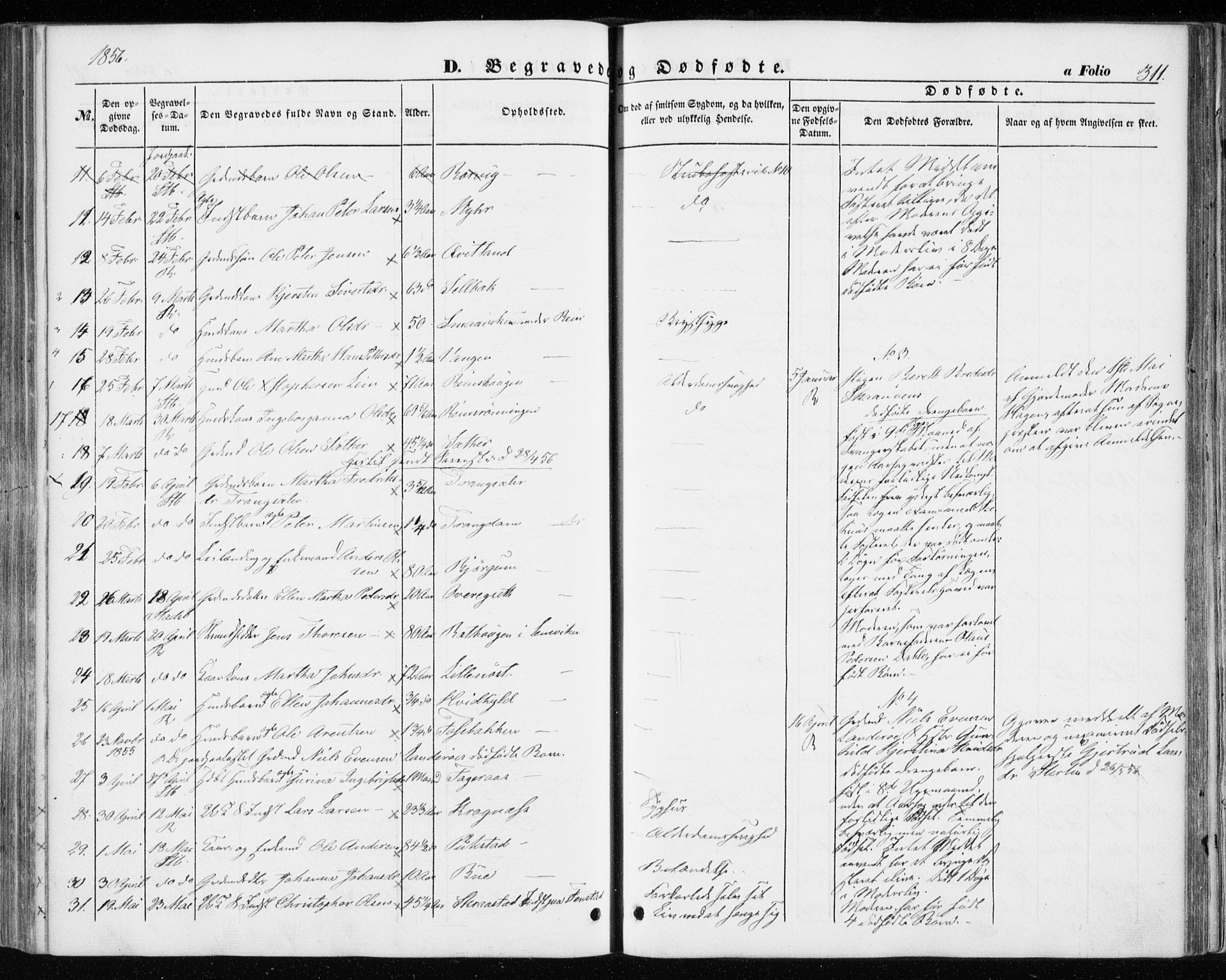 Ministerialprotokoller, klokkerbøker og fødselsregistre - Sør-Trøndelag, SAT/A-1456/646/L0611: Parish register (official) no. 646A09, 1848-1857, p. 311