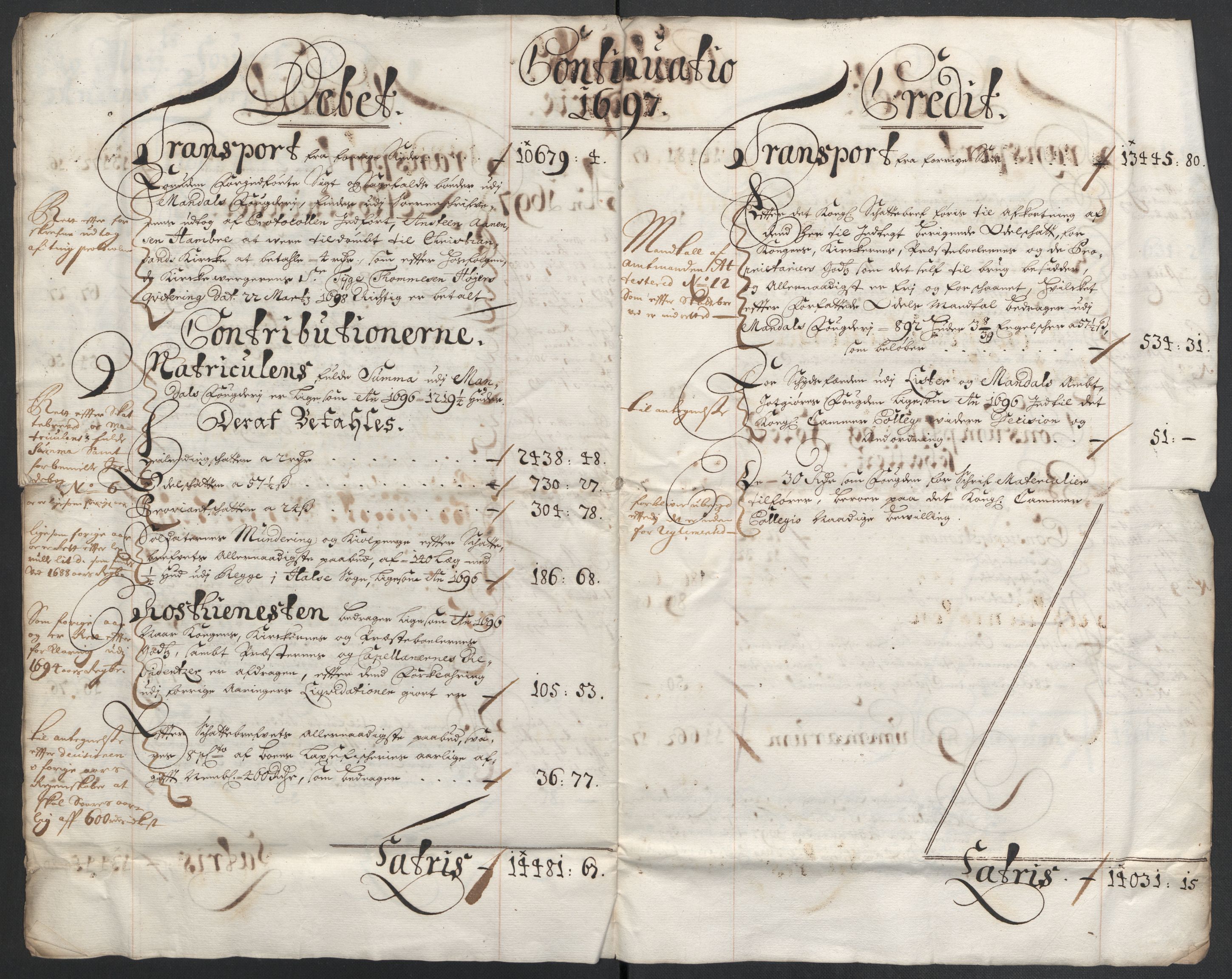 Rentekammeret inntil 1814, Reviderte regnskaper, Fogderegnskap, AV/RA-EA-4092/R43/L2546: Fogderegnskap Lista og Mandal, 1696-1697, p. 182