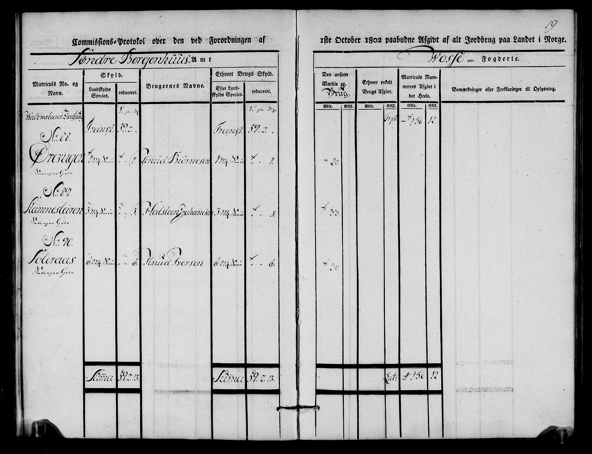 Rentekammeret inntil 1814, Realistisk ordnet avdeling, AV/RA-EA-4070/N/Ne/Nea/L0112: Nordhordland og Voss fogderi. Kommisjonsprotokoll for Voss, 1803, p. 20