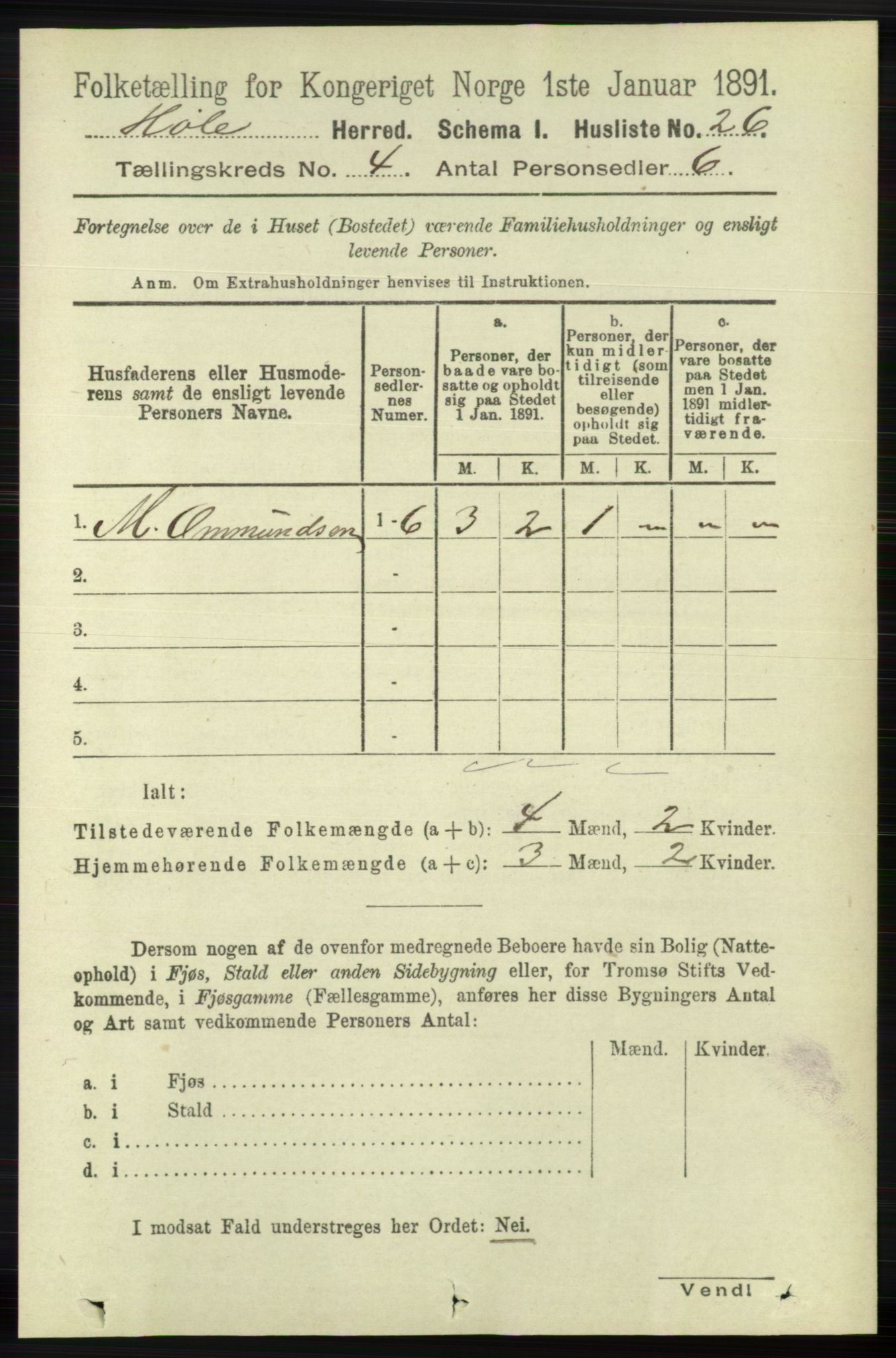 RA, 1891 census for 1128 Høle, 1891, p. 842