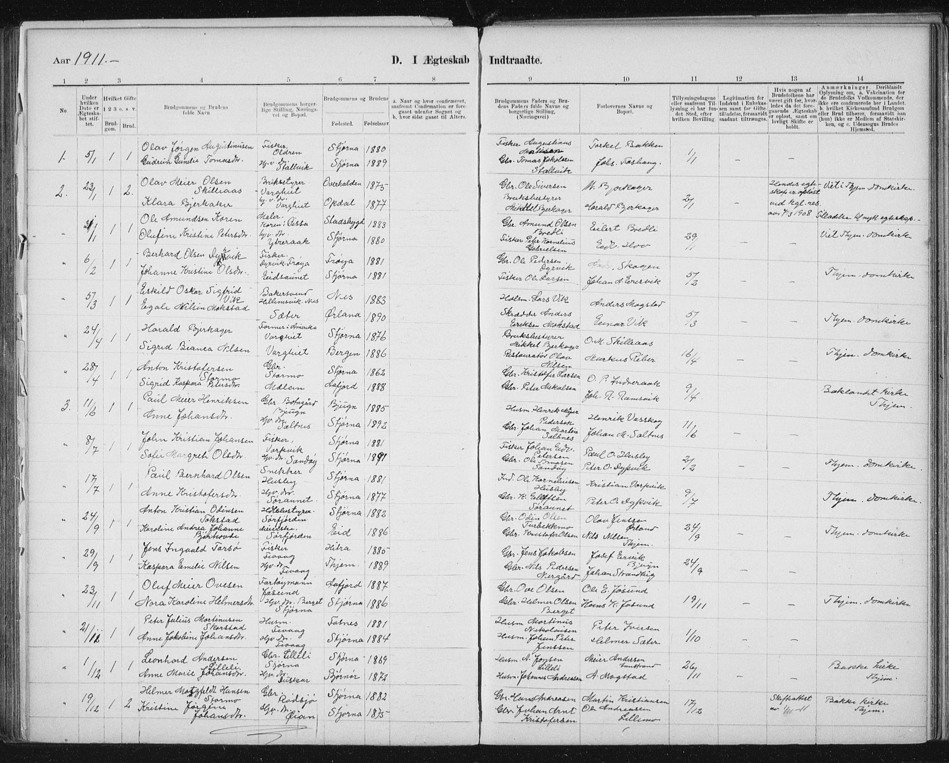 Ministerialprotokoller, klokkerbøker og fødselsregistre - Sør-Trøndelag, SAT/A-1456/653/L0660: Parish register (copy) no. 653C04, 1894-1919