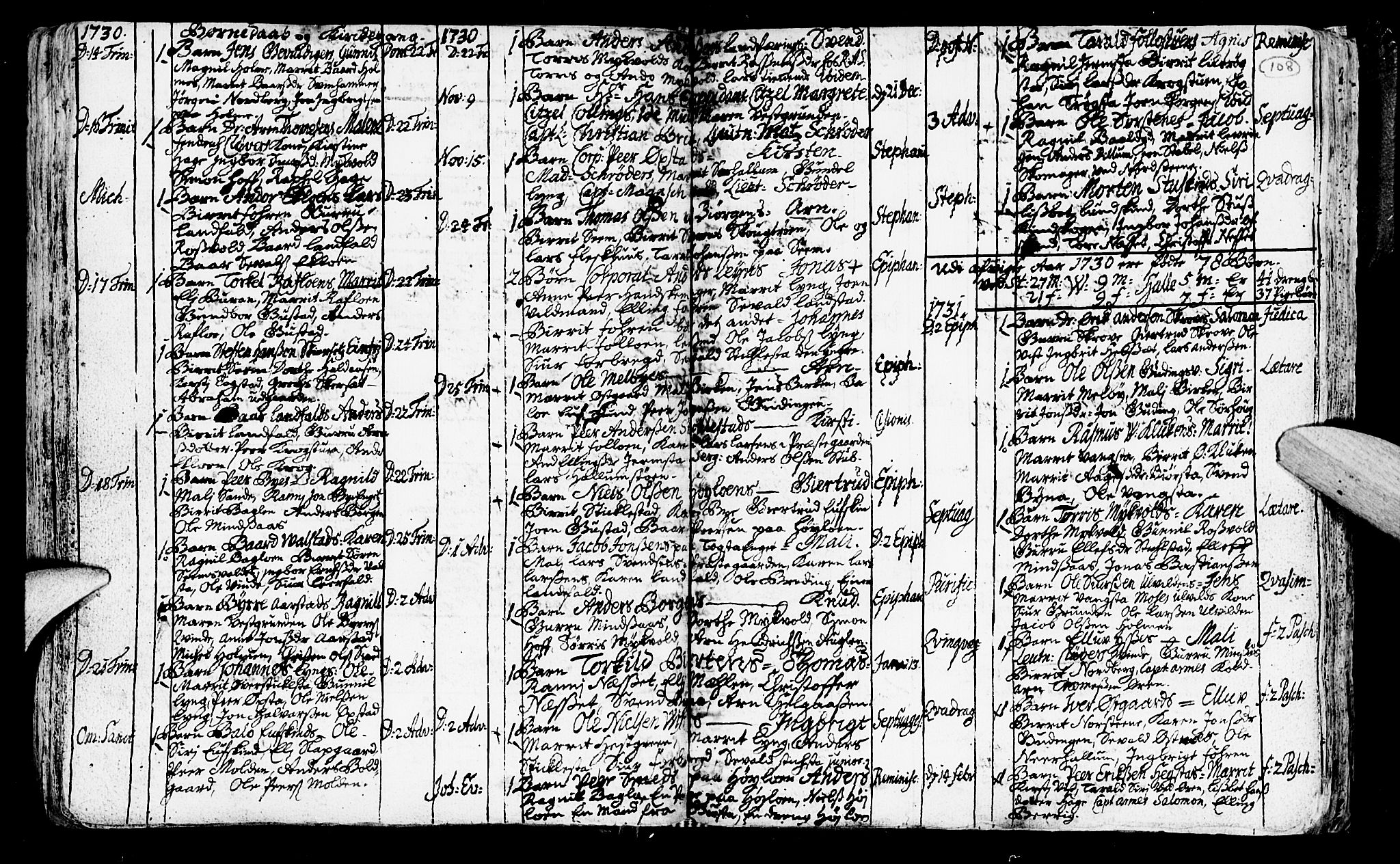 Ministerialprotokoller, klokkerbøker og fødselsregistre - Nord-Trøndelag, SAT/A-1458/723/L0230: Parish register (official) no. 723A01, 1705-1747, p. 108
