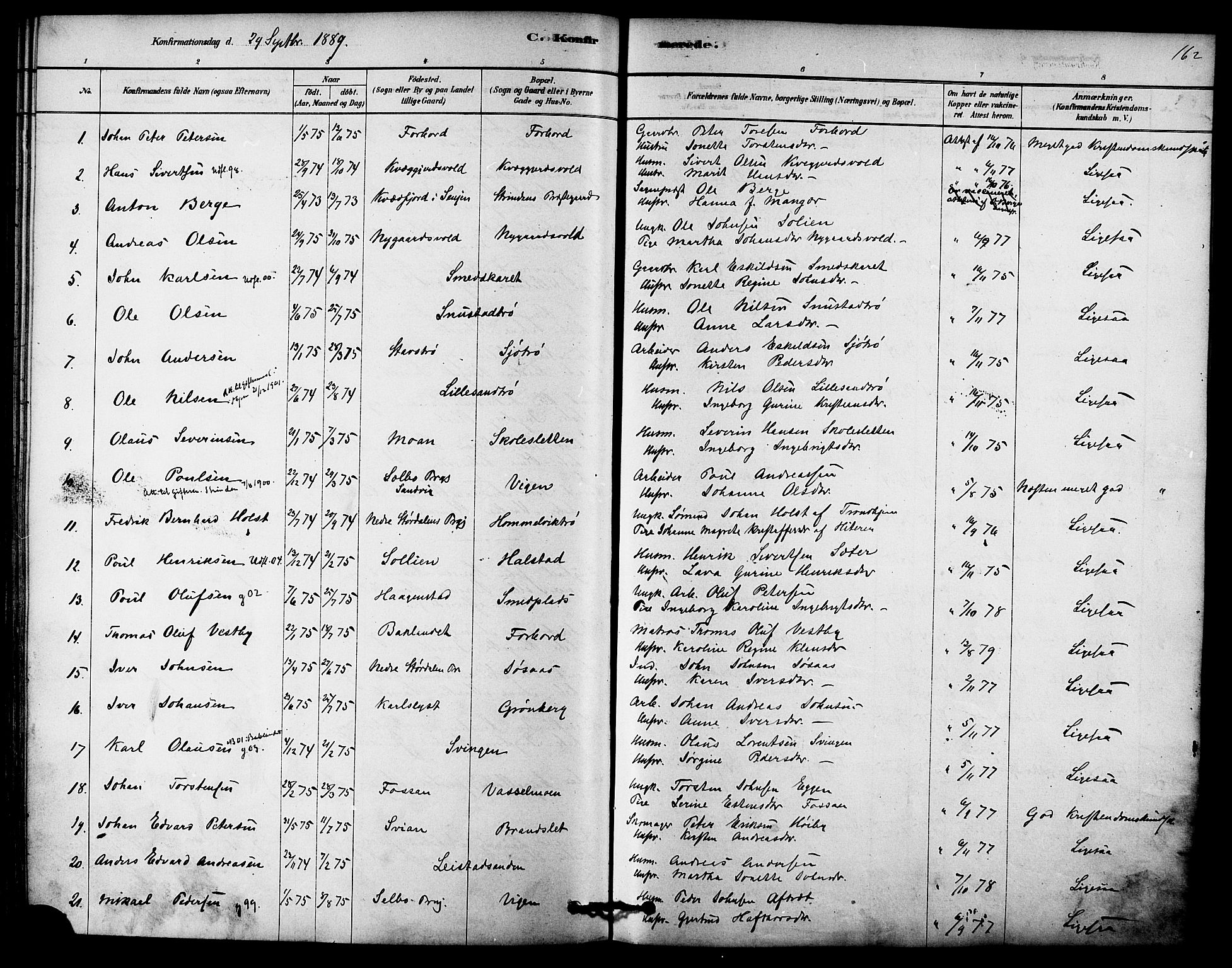 Ministerialprotokoller, klokkerbøker og fødselsregistre - Sør-Trøndelag, AV/SAT-A-1456/616/L0410: Parish register (official) no. 616A07, 1878-1893, p. 162