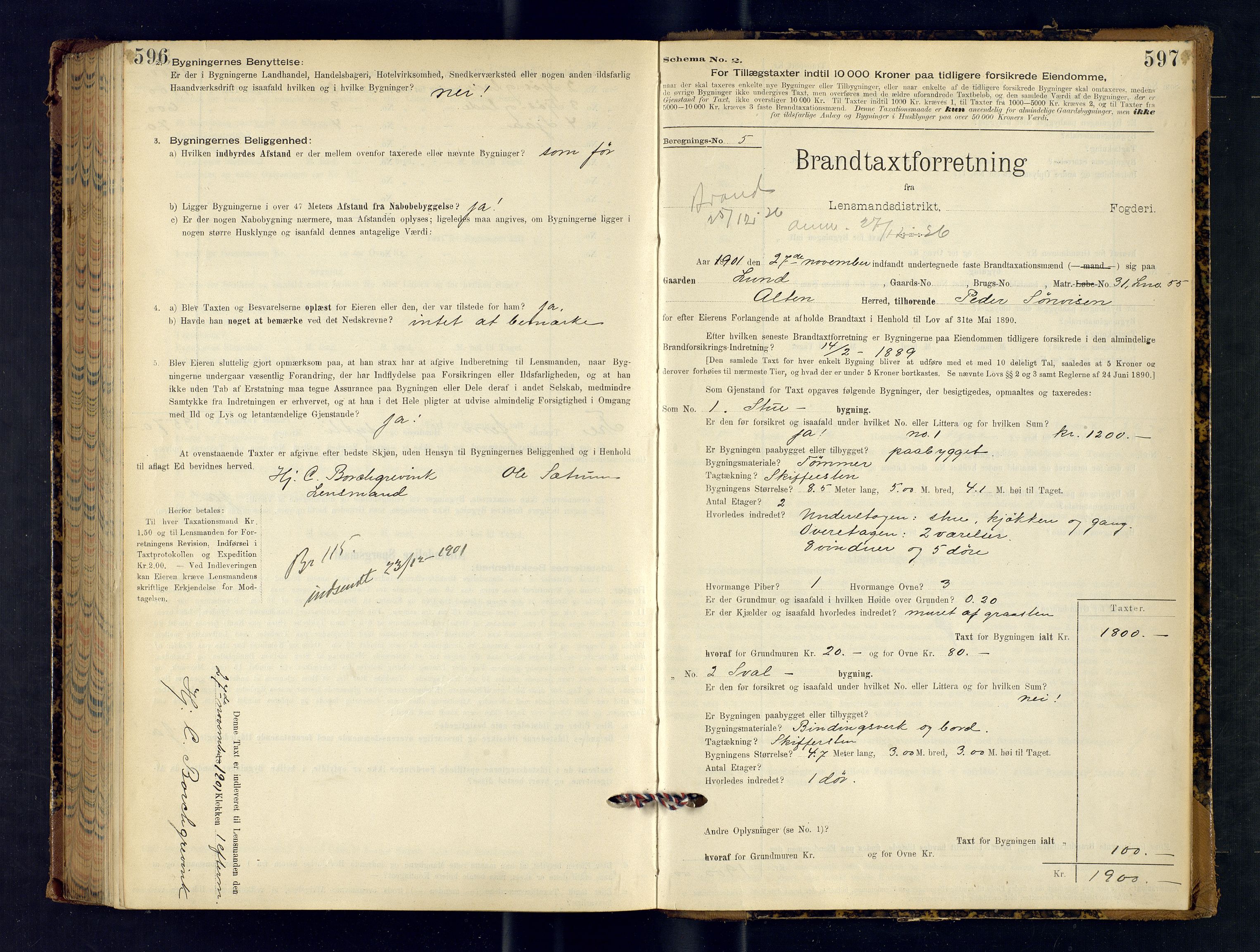 Alta lensmannskontor, AV/SATØ-S-1165/O/Ob/L0168: Branntakstprotokoll, 1898-1901, p. 596-597