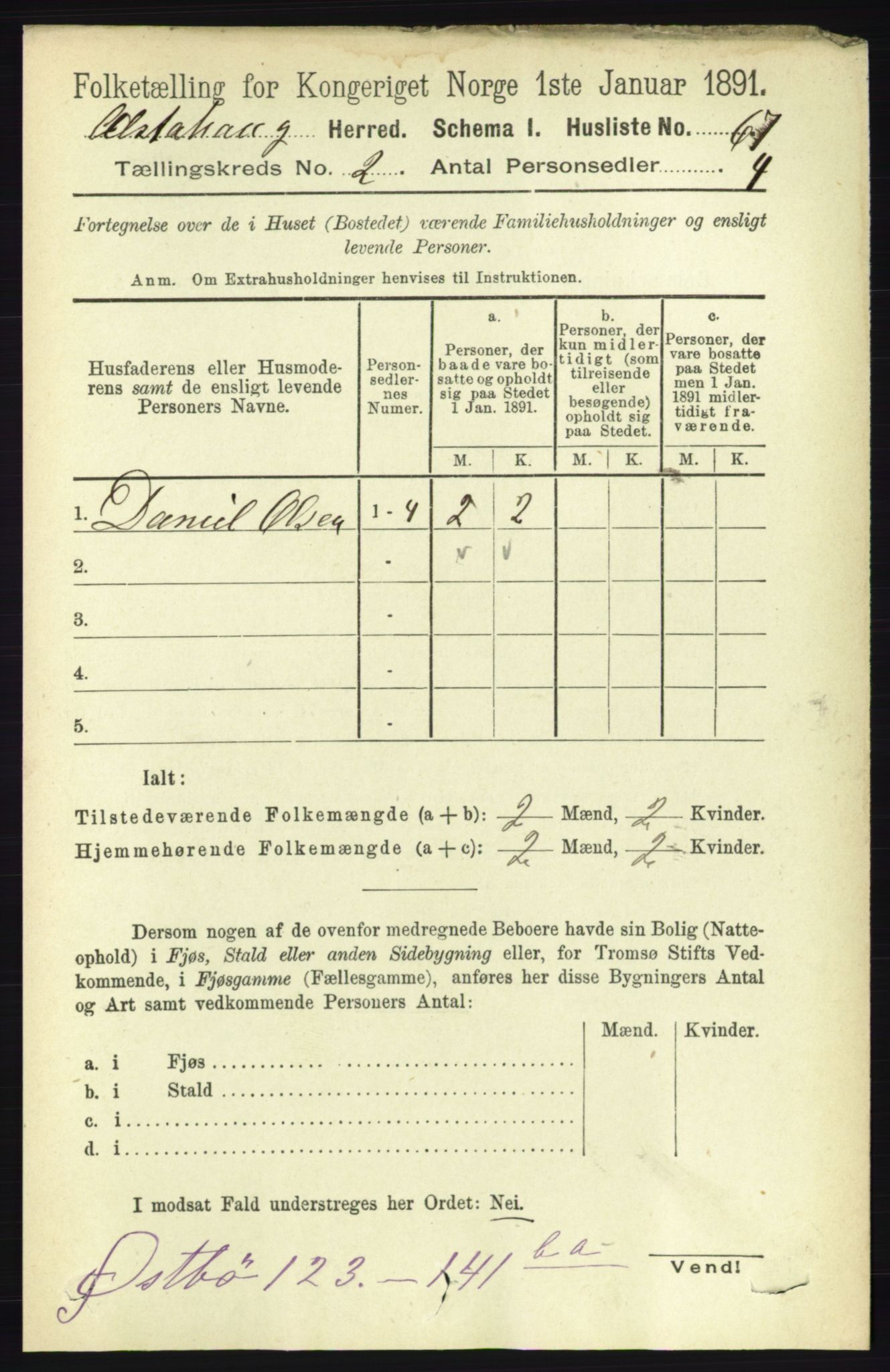 RA, 1891 census for 1820 Alstahaug, 1891, p. 491