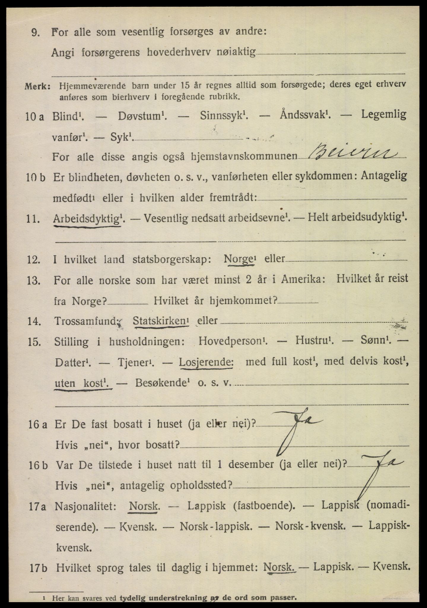 SAT, 1920 census for Fauske, 1920, p. 7589