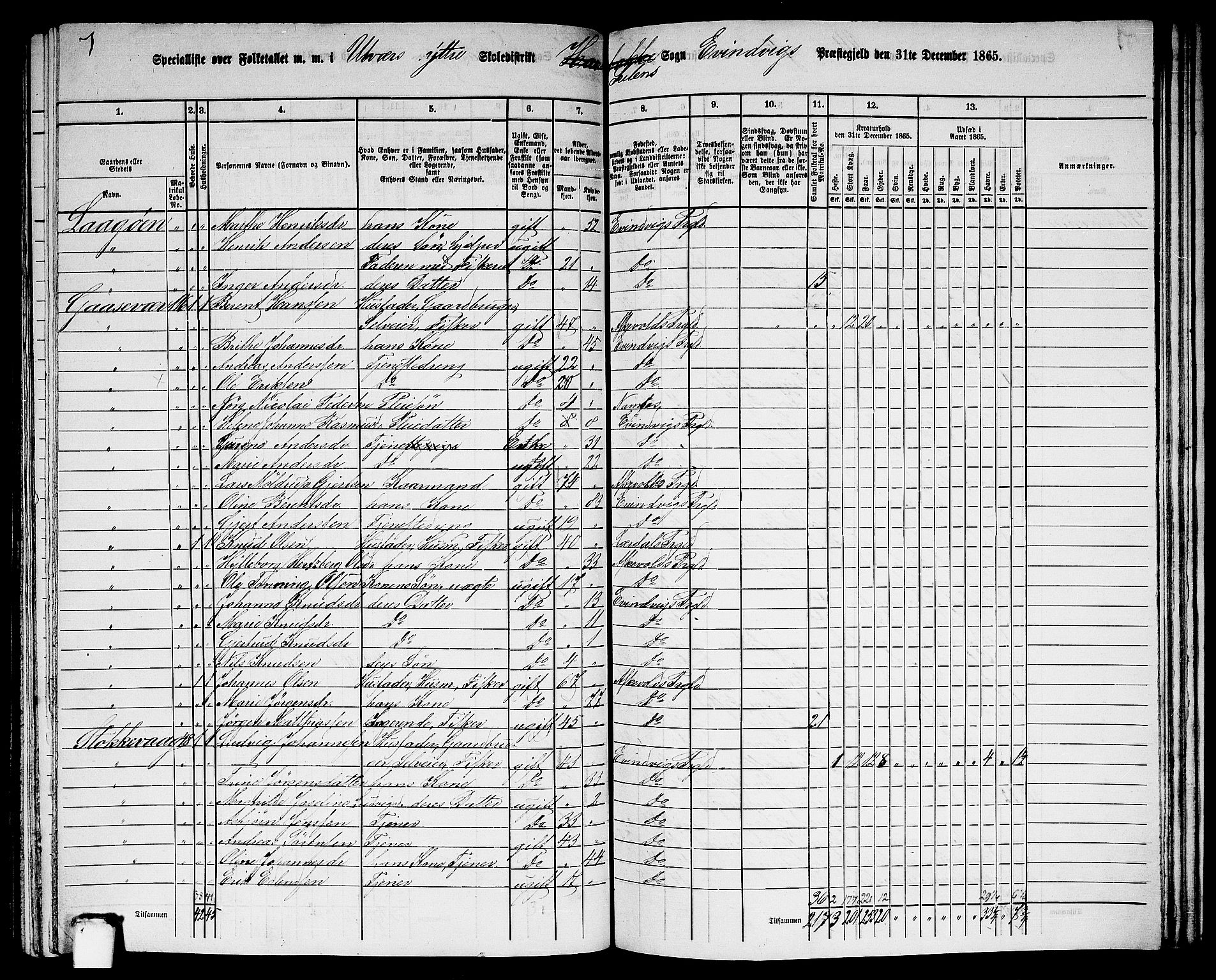 RA, 1865 census for Eivindvik, 1865, p. 161