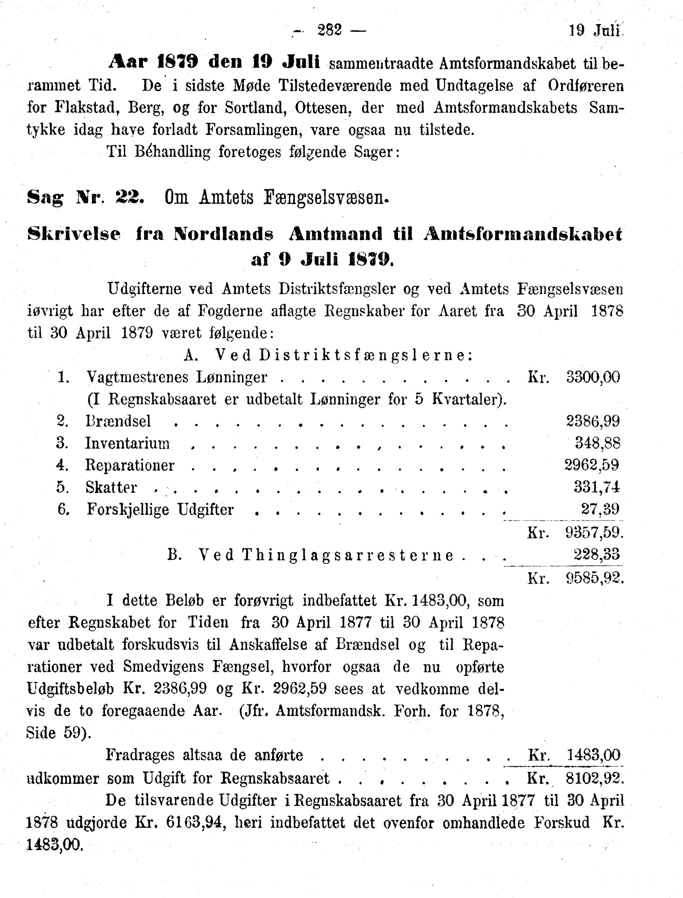 Nordland Fylkeskommune. Fylkestinget, AIN/NFK-17/176/A/Ac/L0010: Fylkestingsforhandlinger 1874-1880, 1874-1880, p. 282