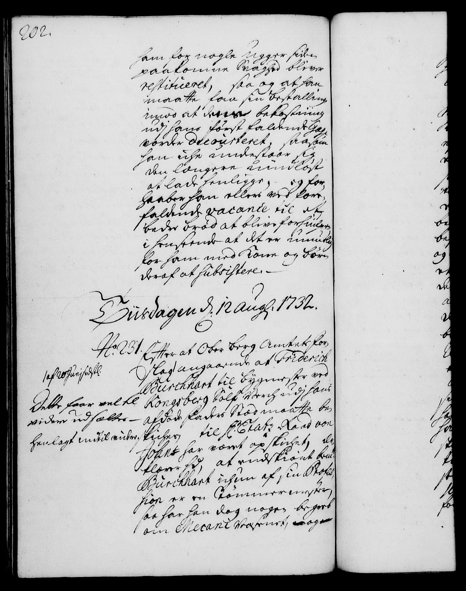 Rentekammeret, Kammerkanselliet, RA/EA-3111/G/Gh/Gha/L0014: Norsk ekstraktmemorialprotokoll. Merket RK 53.59, 1731-1732, p. 202