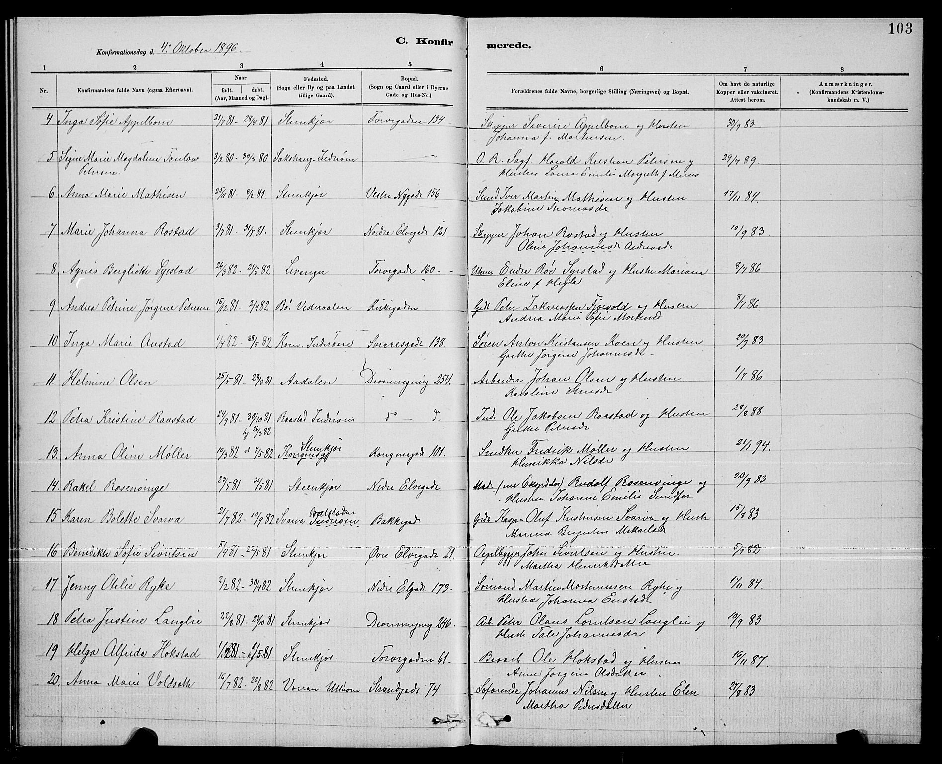 Ministerialprotokoller, klokkerbøker og fødselsregistre - Nord-Trøndelag, SAT/A-1458/739/L0374: Parish register (copy) no. 739C02, 1883-1898, p. 103