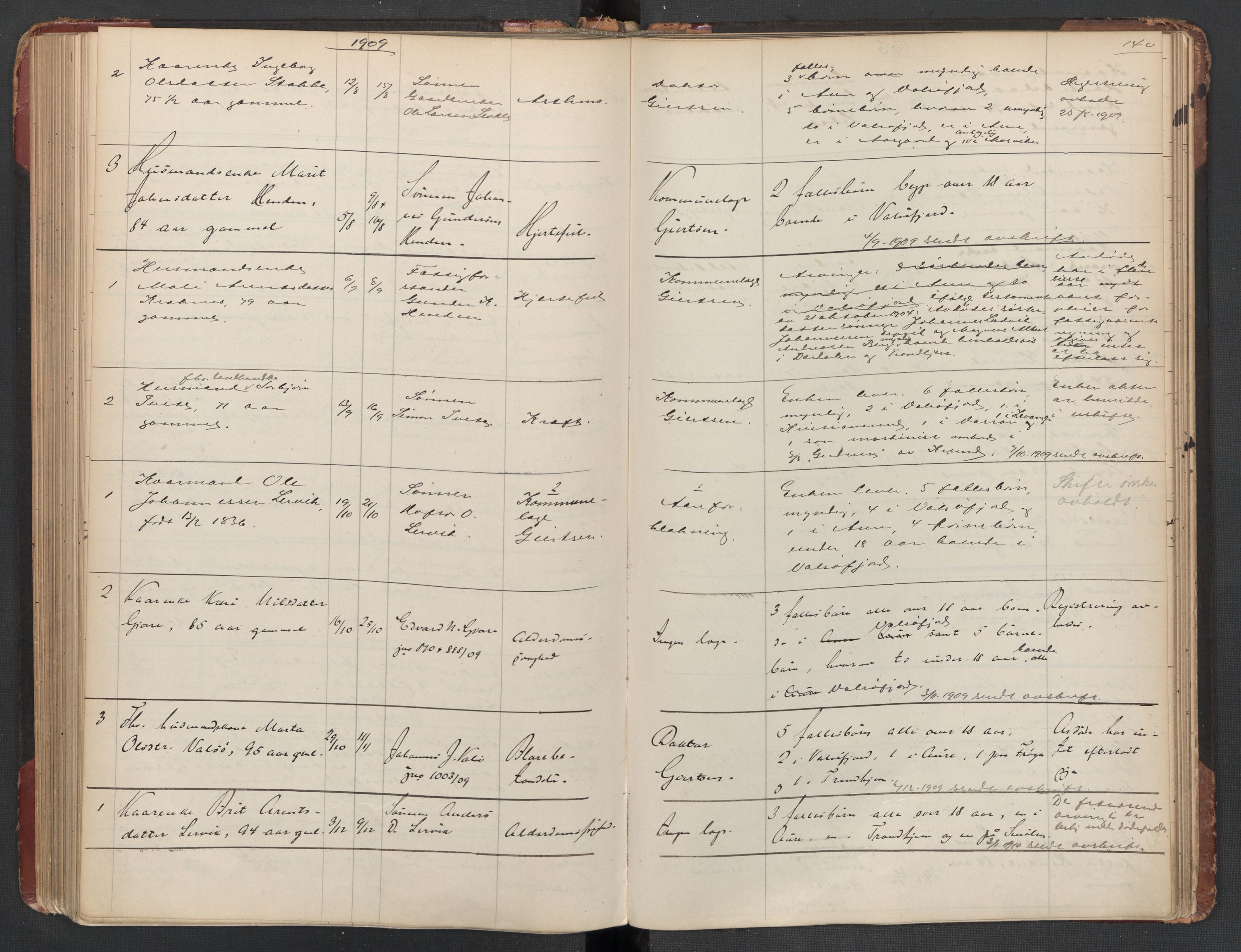 Aure lensmannskontor, SAT/A-1088/1/02/L0003: 2.01.03 Dødsfallsprotokoll, 1906-1926, p. 140