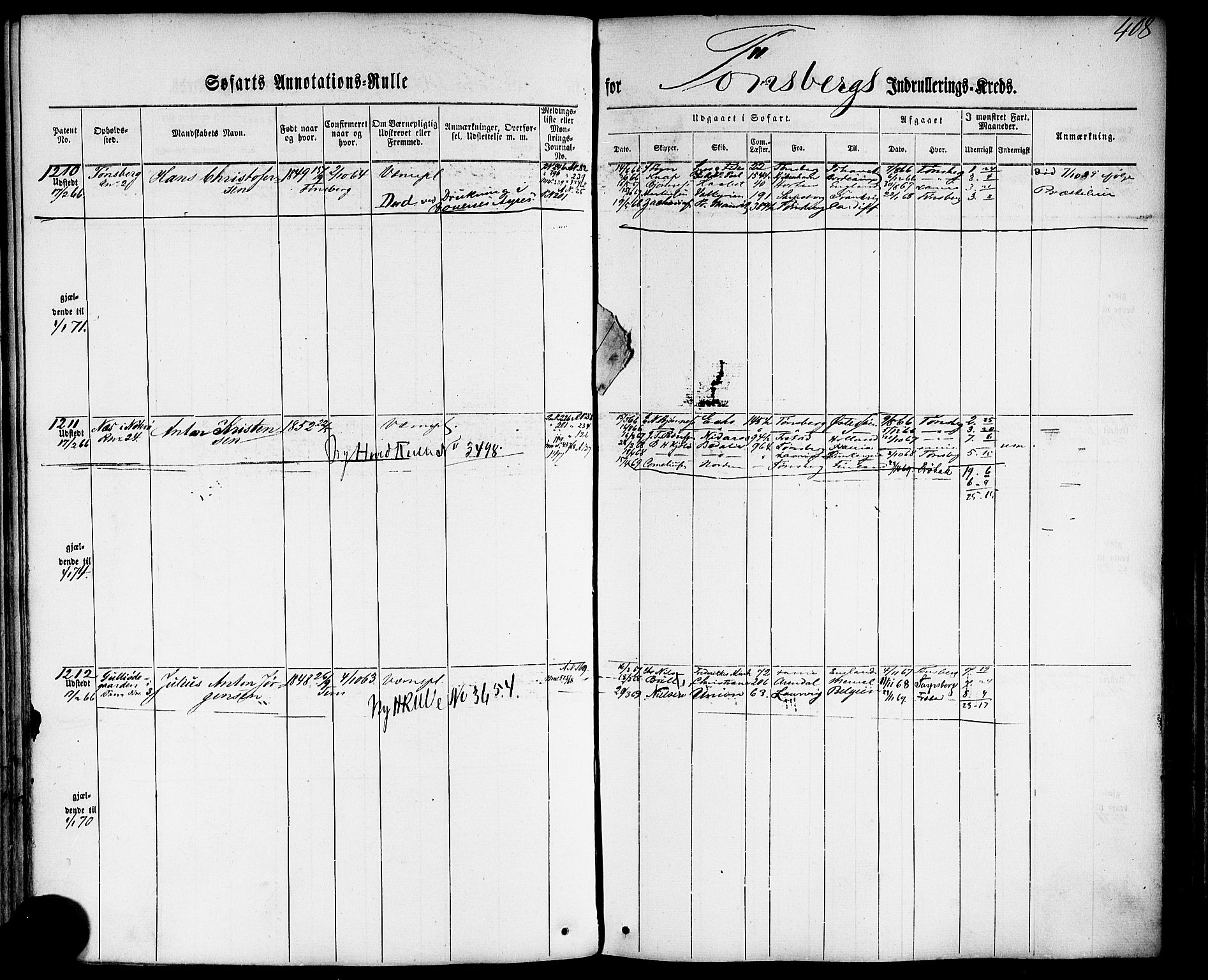 Tønsberg innrulleringskontor, AV/SAKO-A-786/F/Fb/L0001: Annotasjonsrulle Patent nr. 1-1724, 1860-1868, p. 427