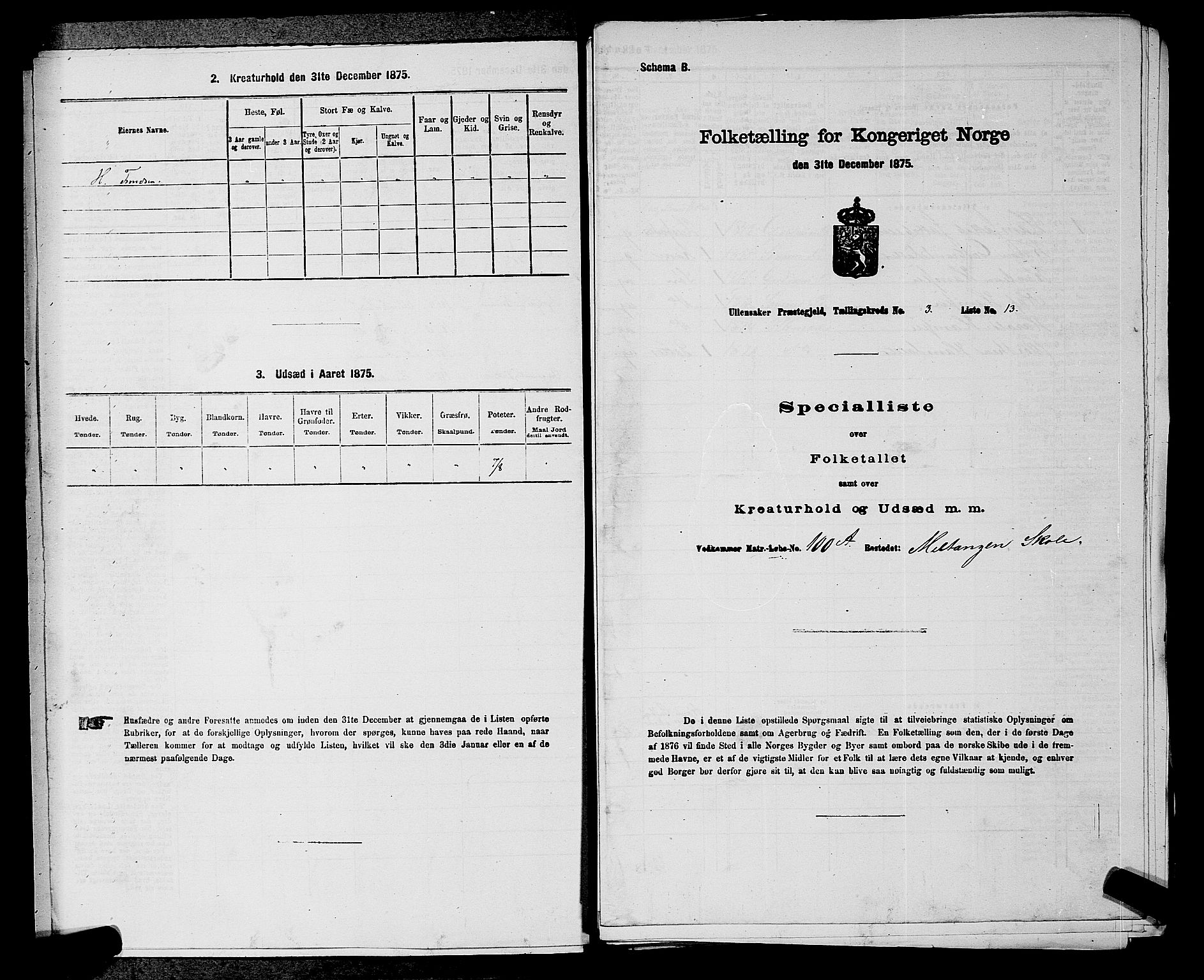 RA, 1875 census for 0235P Ullensaker, 1875, p. 323