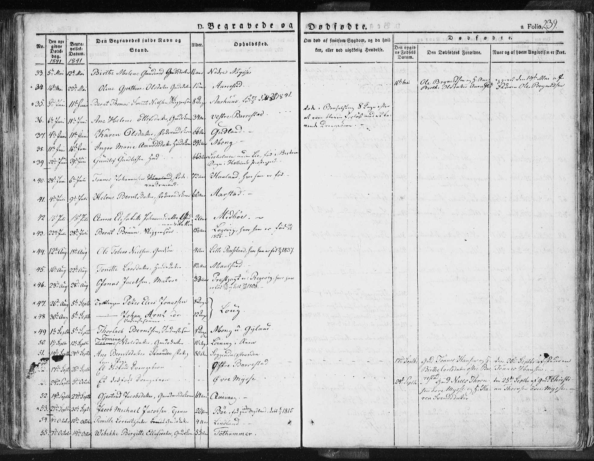 Sokndal sokneprestkontor, AV/SAST-A-101808: Parish register (official) no. A 7.1, 1826-1842, p. 239