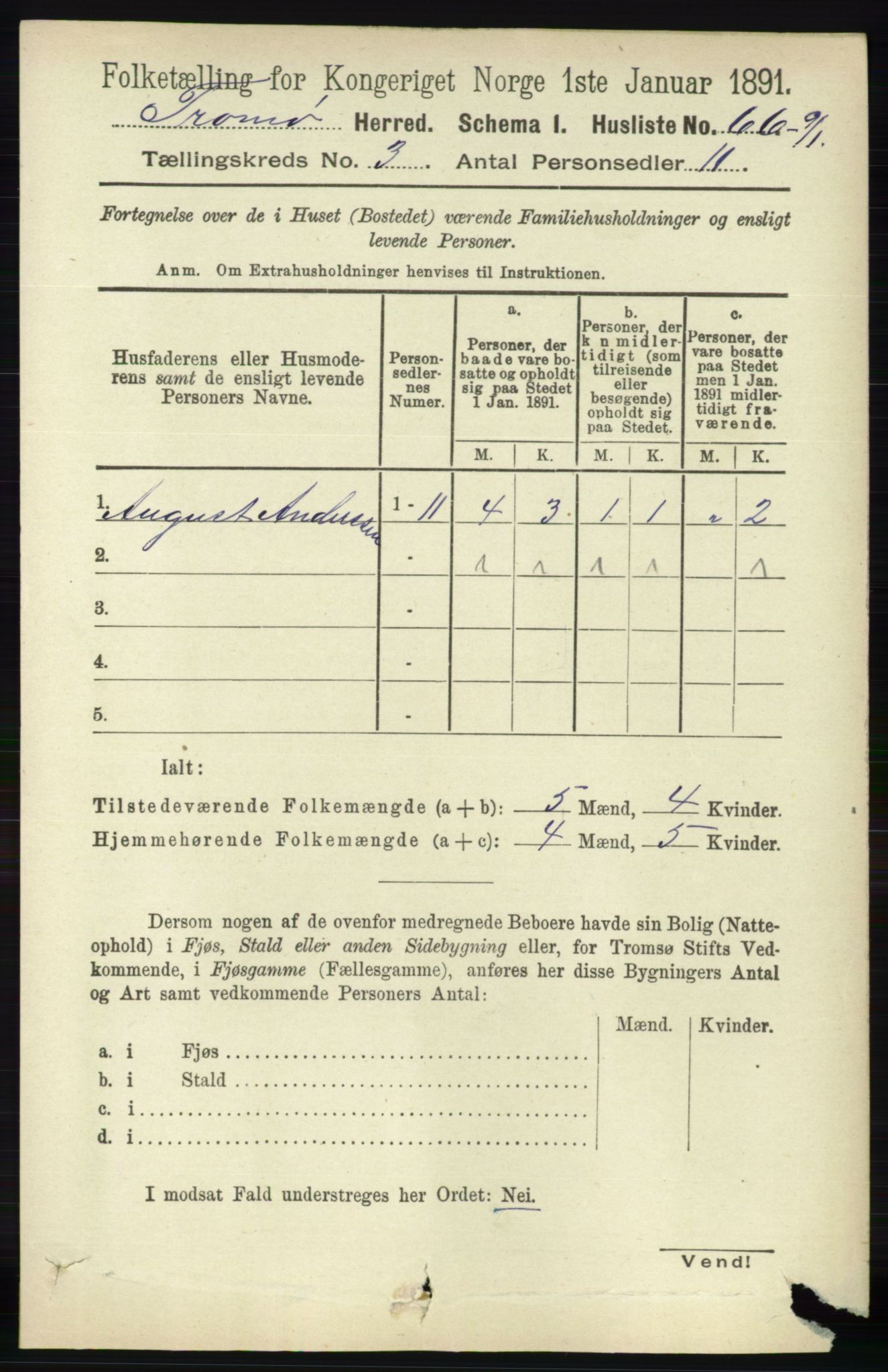 RA, 1891 census for 0921 Tromøy, 1891, p. 956