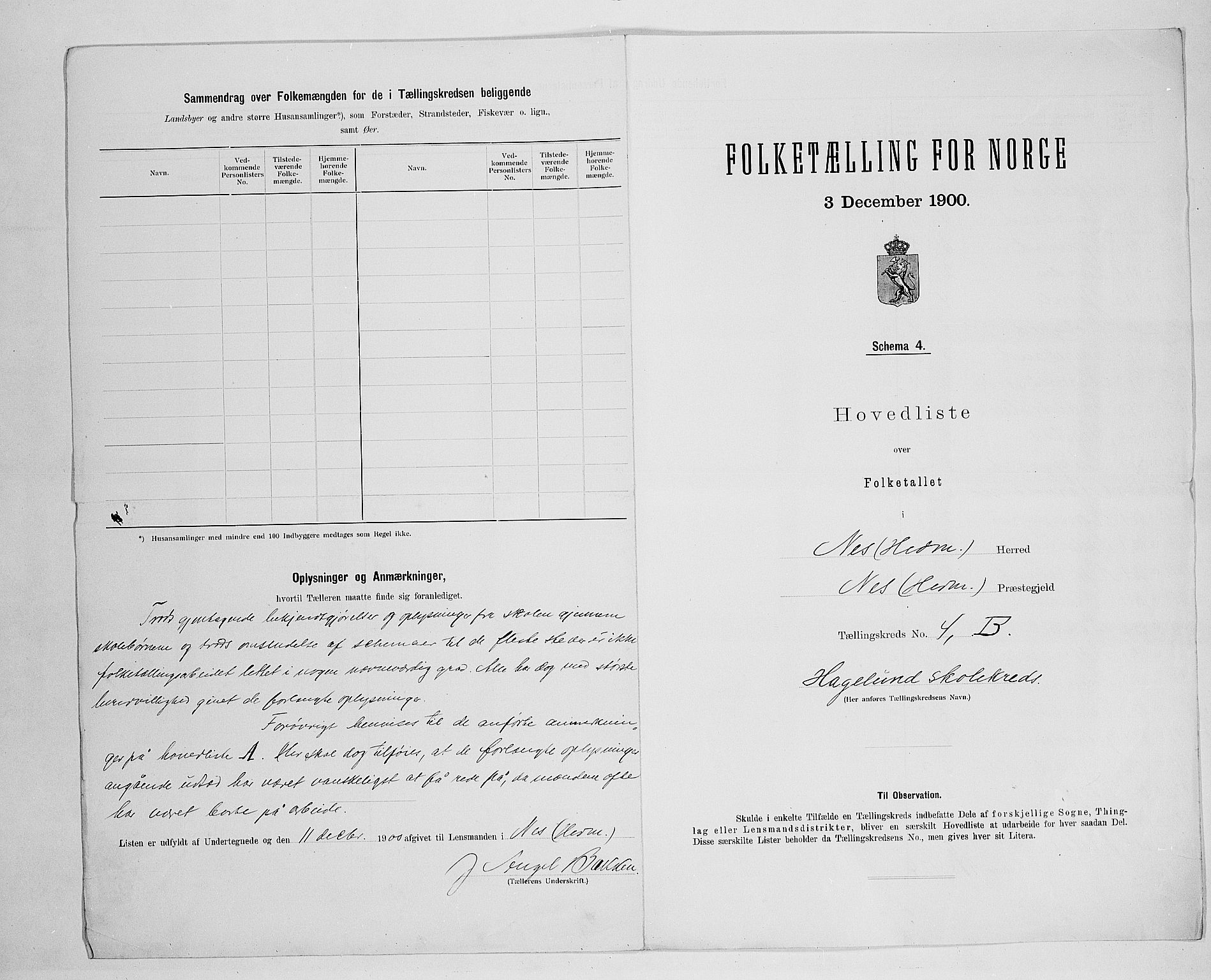 SAH, 1900 census for Nes, 1900, p. 26