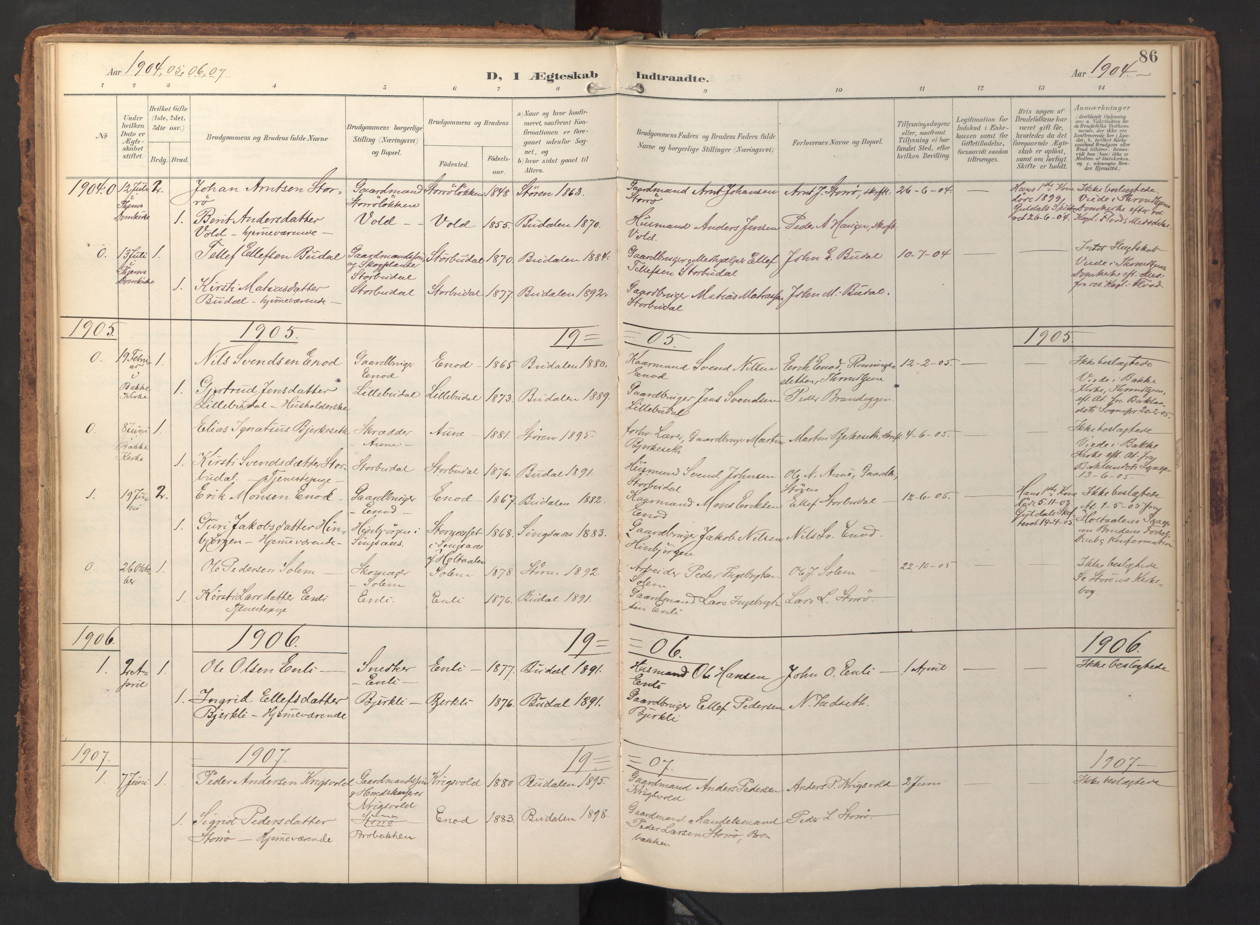 Ministerialprotokoller, klokkerbøker og fødselsregistre - Sør-Trøndelag, AV/SAT-A-1456/690/L1050: Parish register (official) no. 690A01, 1889-1929, p. 86