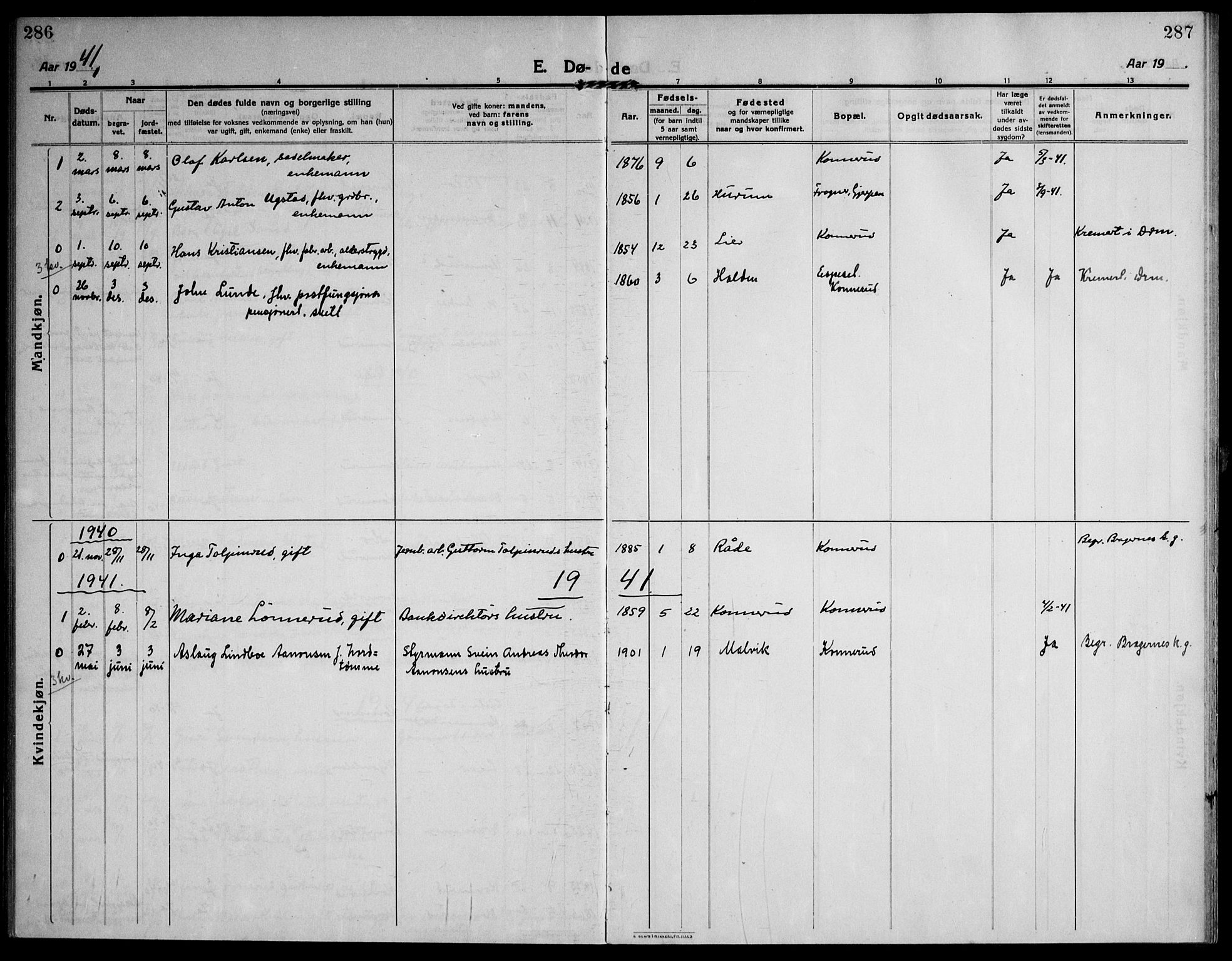 Skoger kirkebøker, AV/SAKO-A-59/F/Fb/L0002: Parish register (official) no. II 2, 1914-1941, p. 286-287