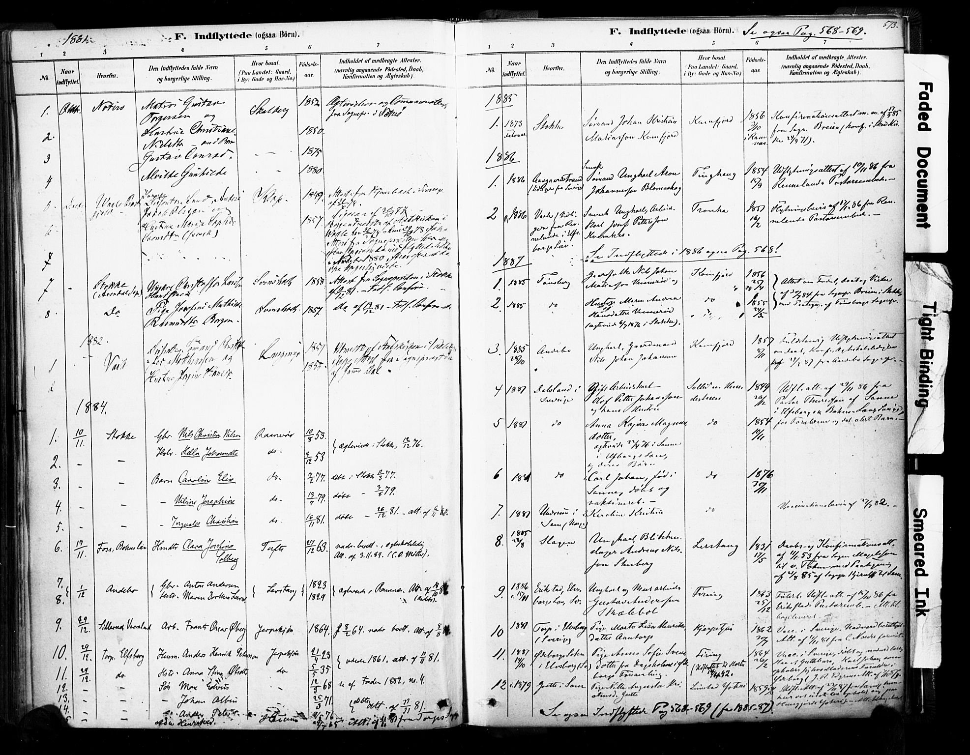 Ramnes kirkebøker, SAKO/A-314/F/Fa/L0007: Parish register (official) no. I 7, 1878-1895, p. 572-573