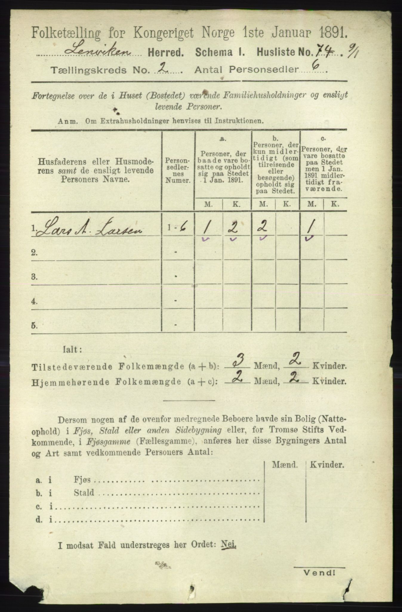 RA, 1891 census for 1931 Lenvik, 1891, p. 776
