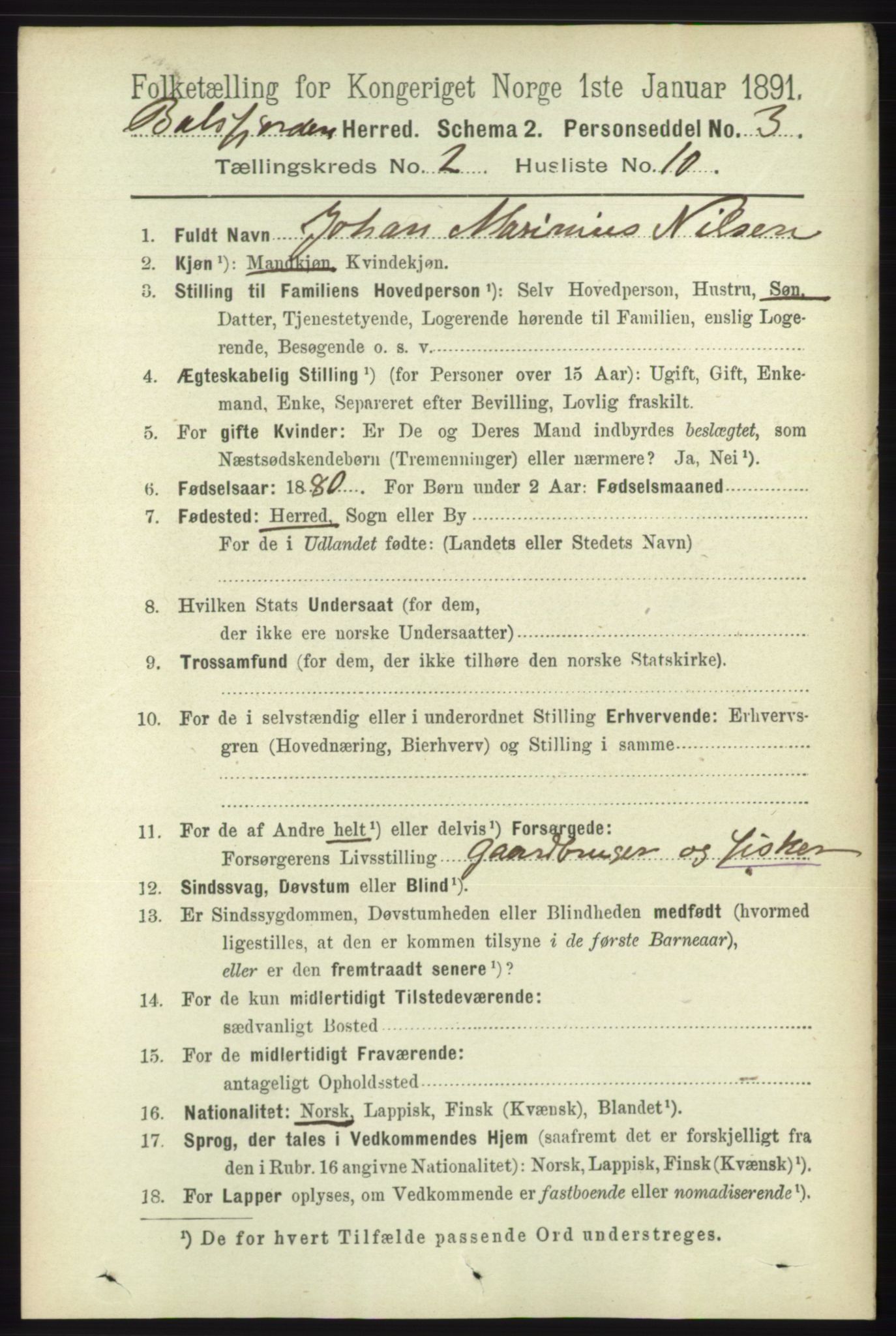 RA, 1891 census for 1933 Balsfjord, 1891, p. 617