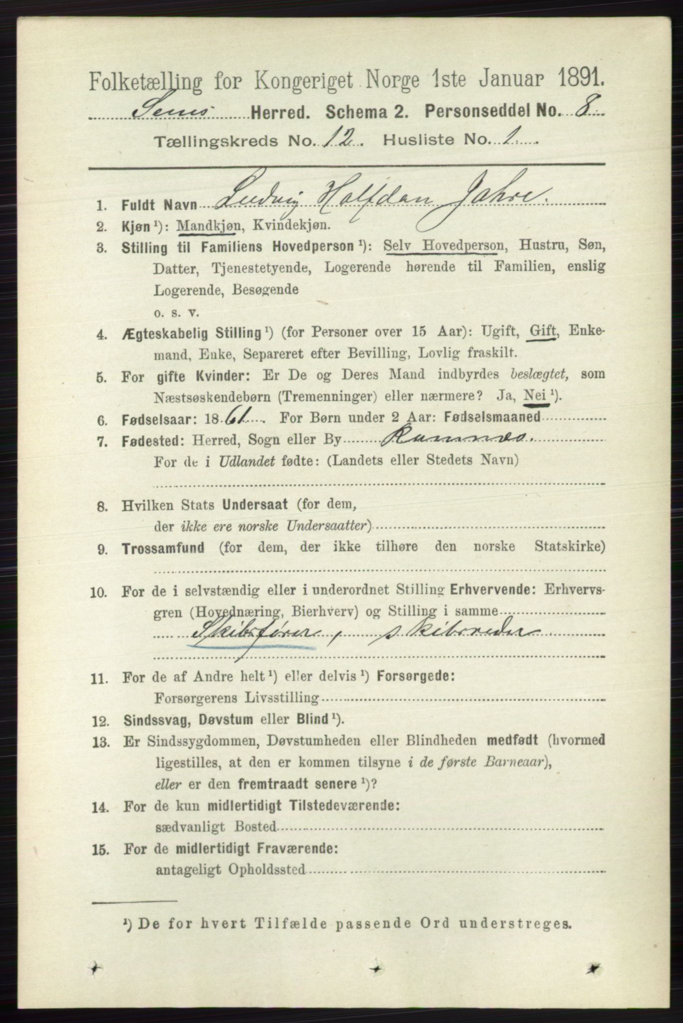 RA, 1891 census for 0721 Sem, 1891, p. 5763