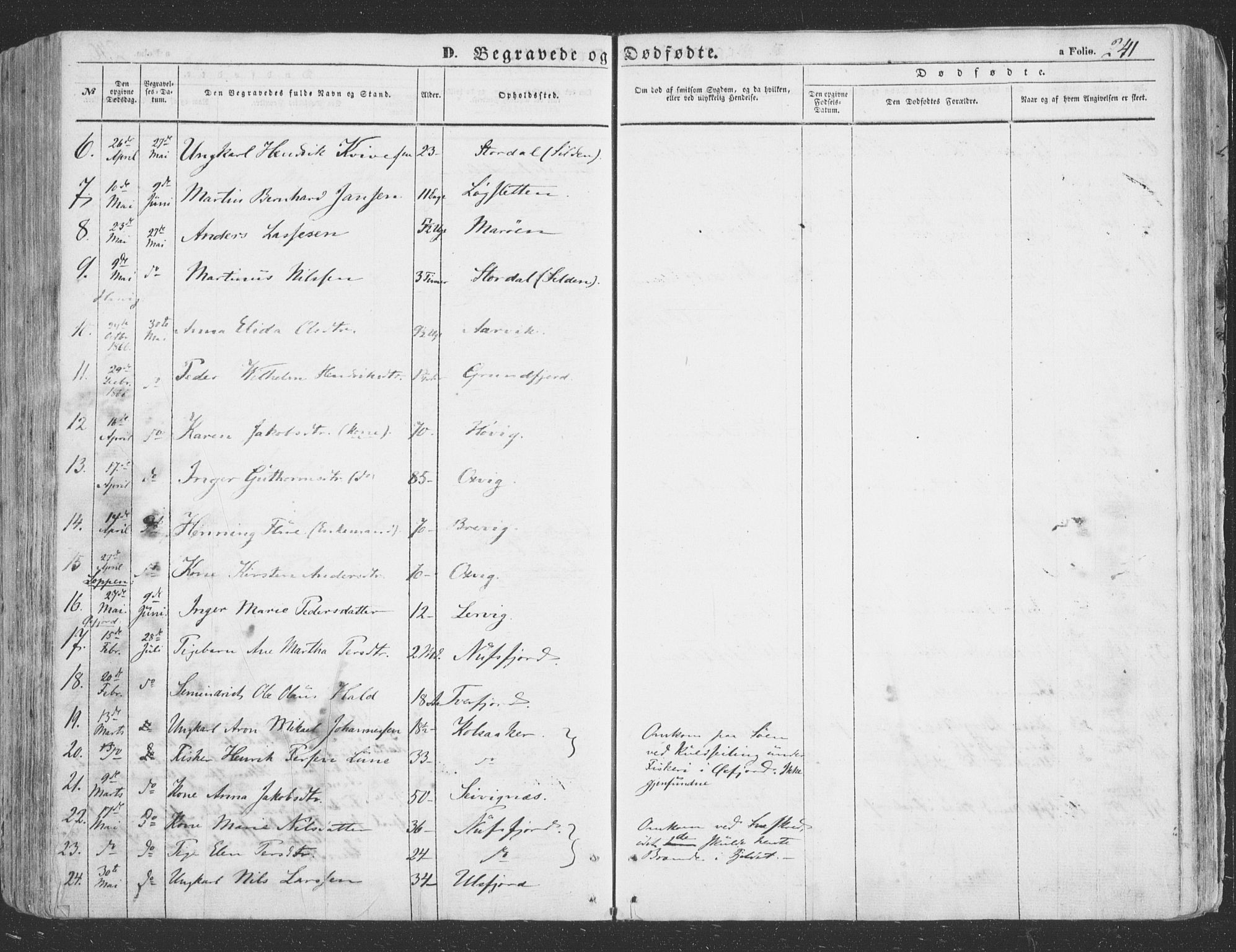 Loppa sokneprestkontor, AV/SATØ-S-1339/H/Ha/L0004kirke: Parish register (official) no. 4, 1849-1868, p. 241