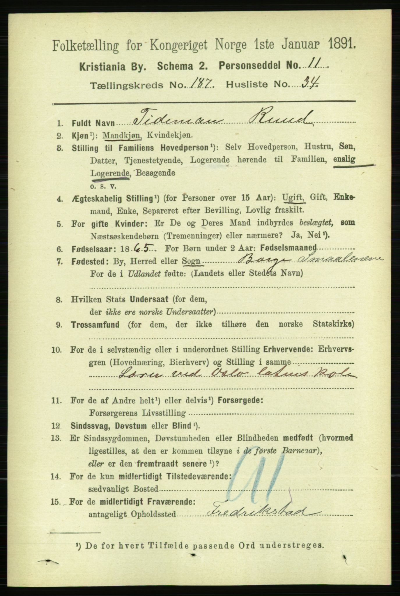 RA, 1891 census for 0301 Kristiania, 1891, p. 112512