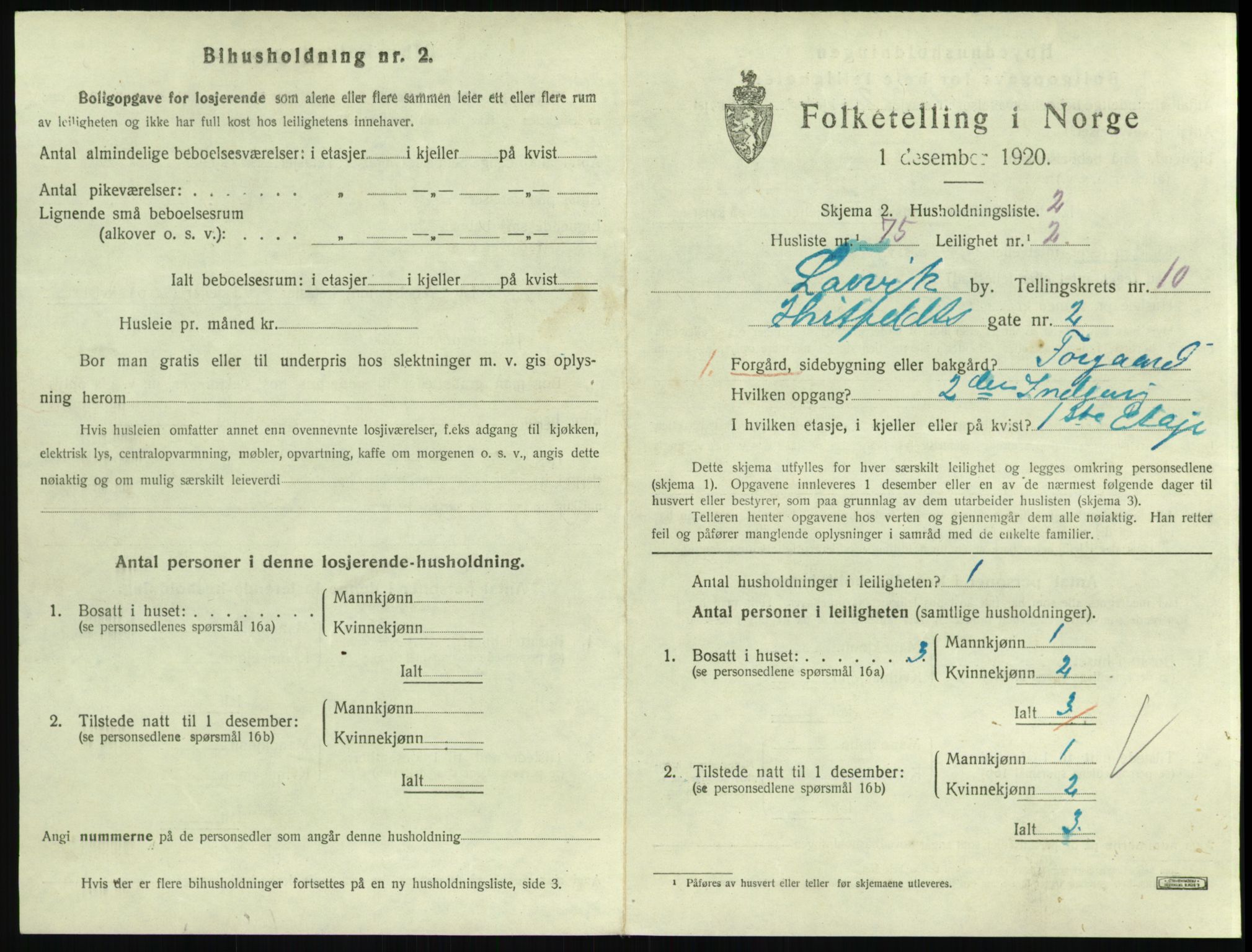 SAKO, 1920 census for Larvik, 1920, p. 7758