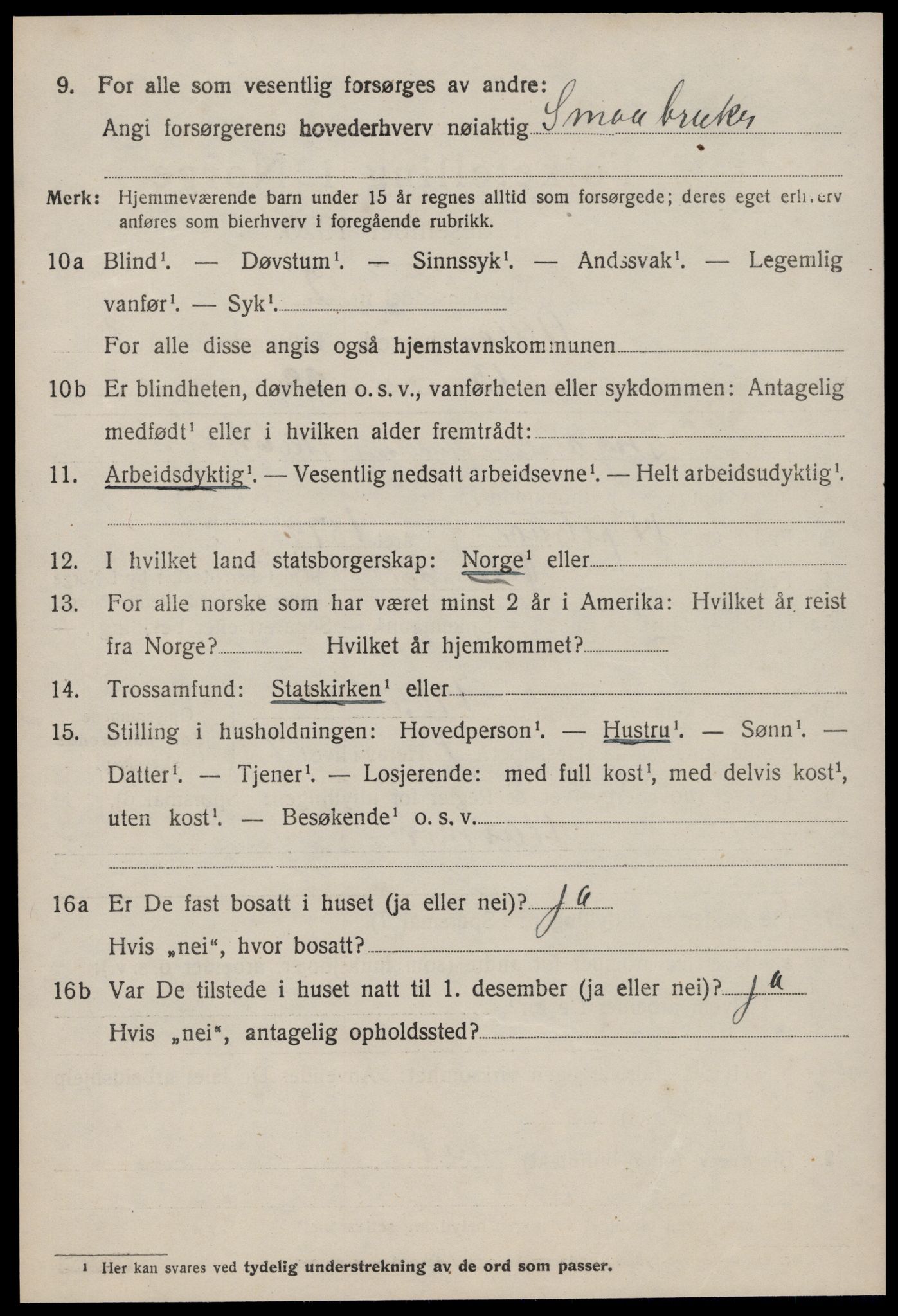 SAT, 1920 census for Aure, 1920, p. 1819