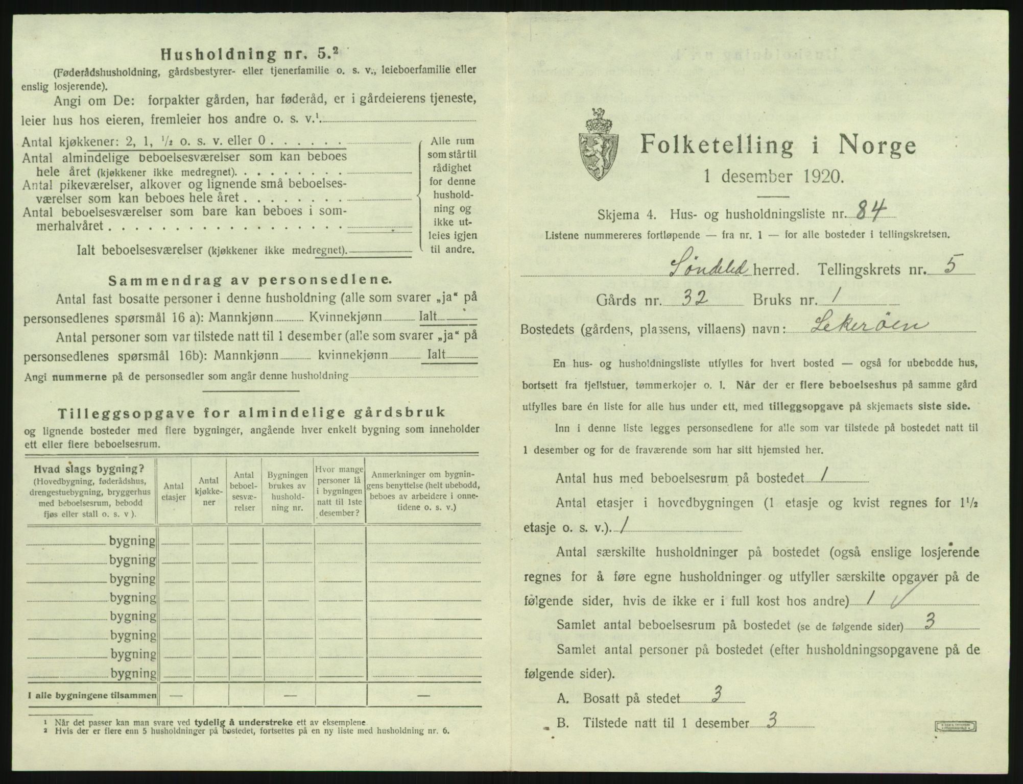 SAK, 1920 census for Søndeled, 1920, p. 559