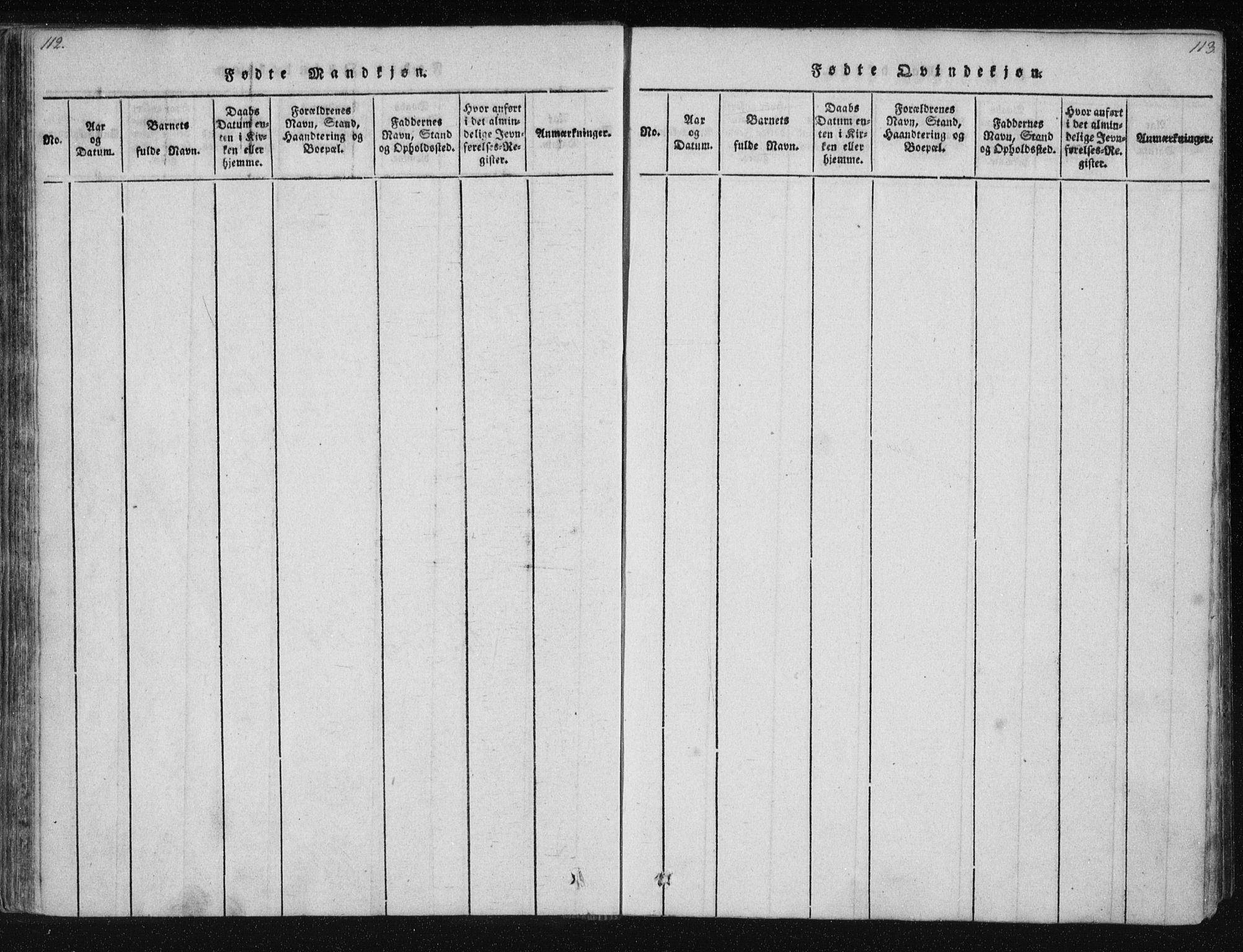 Ministerialprotokoller, klokkerbøker og fødselsregistre - Nordland, SAT/A-1459/805/L0096: Parish register (official) no. 805A03, 1820-1837, p. 112-113